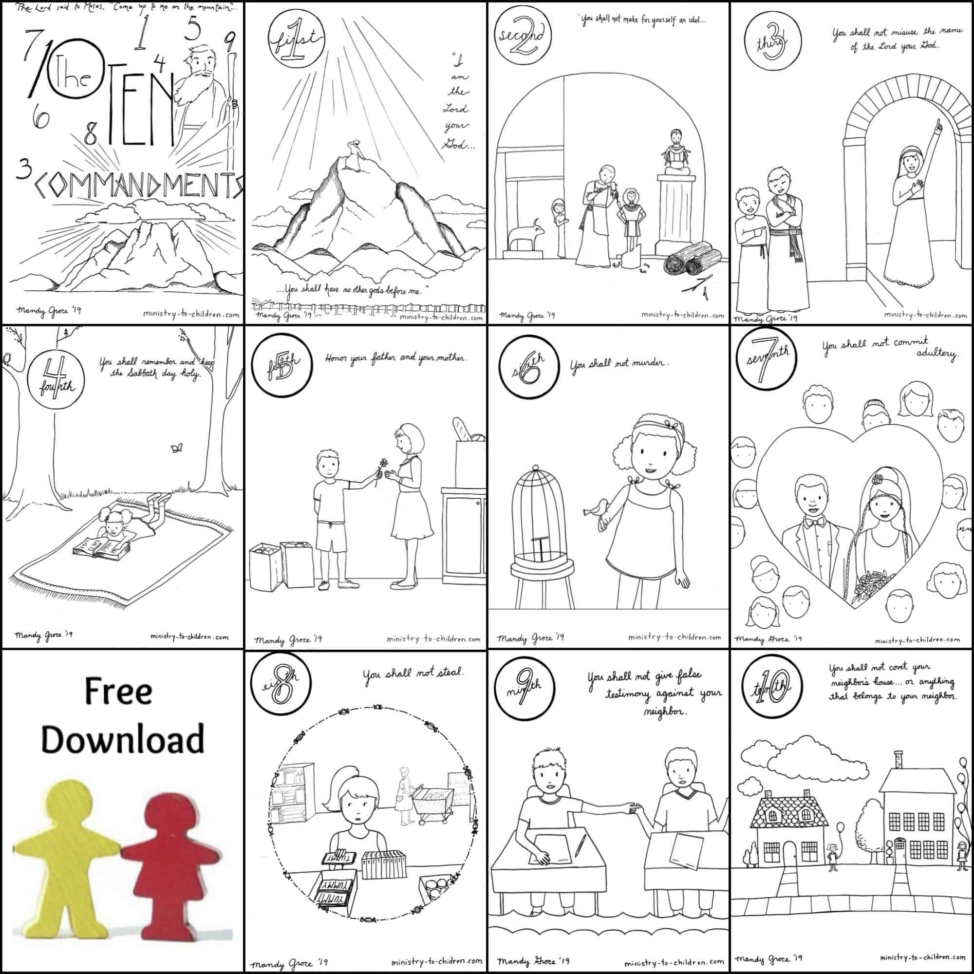 10 Commandments Coloring Book [Free Printable Pdf] Pages For Kids with Free Printable Ten Commandments Worksheets