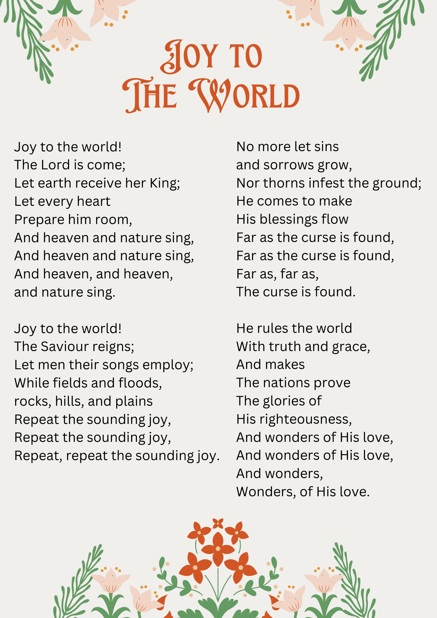 10 Fun Free Christmas Carol Printables For Kids In 2025 intended for Printable Lyrics to Joy to the World