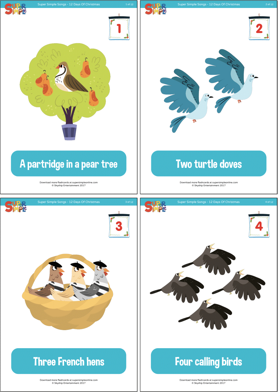 12 Days Of Christmas Flashcards - Super Simple for Free Printable 12 Days Of Christmas Images