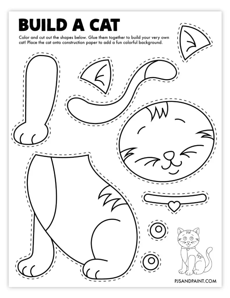 120 Free Printable "Build Your Own" Crafts - Pjs And Paint inside Printable Cut And Paste Craft Worksheets