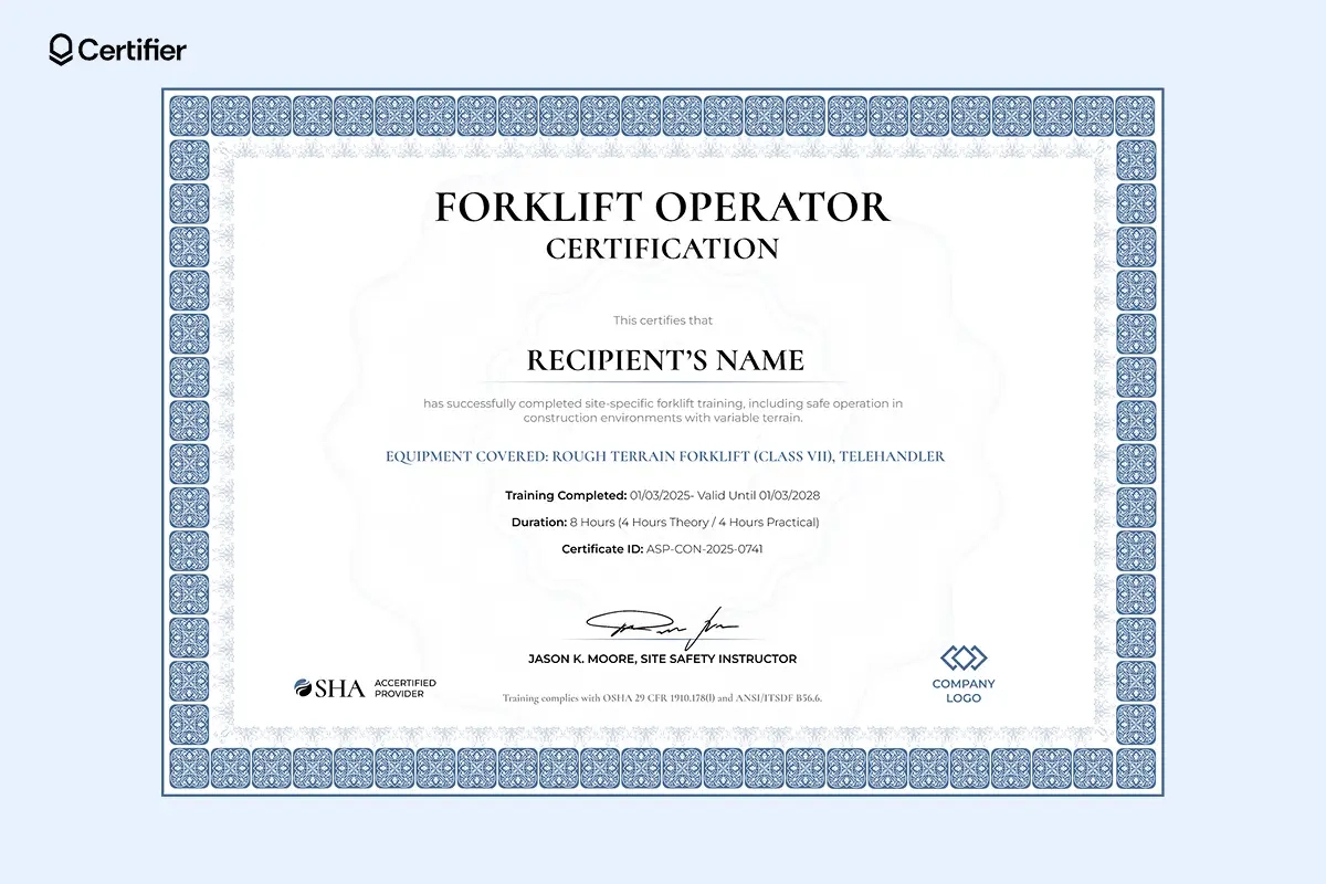 15 Forklift Certificate Templates: Free & Customizable within Printable Osha Forklift Certification Card