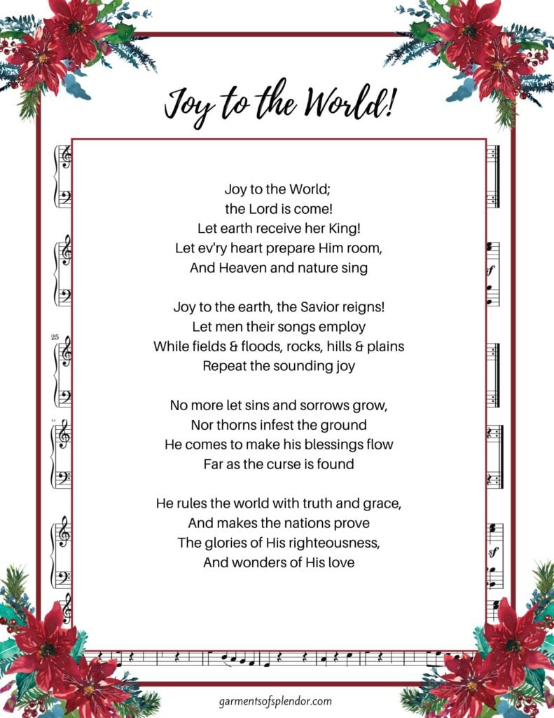 17 Beautiful Christmas Hymns To Uplift Your Soul (With Free for Printable Lyrics To Joy To The World