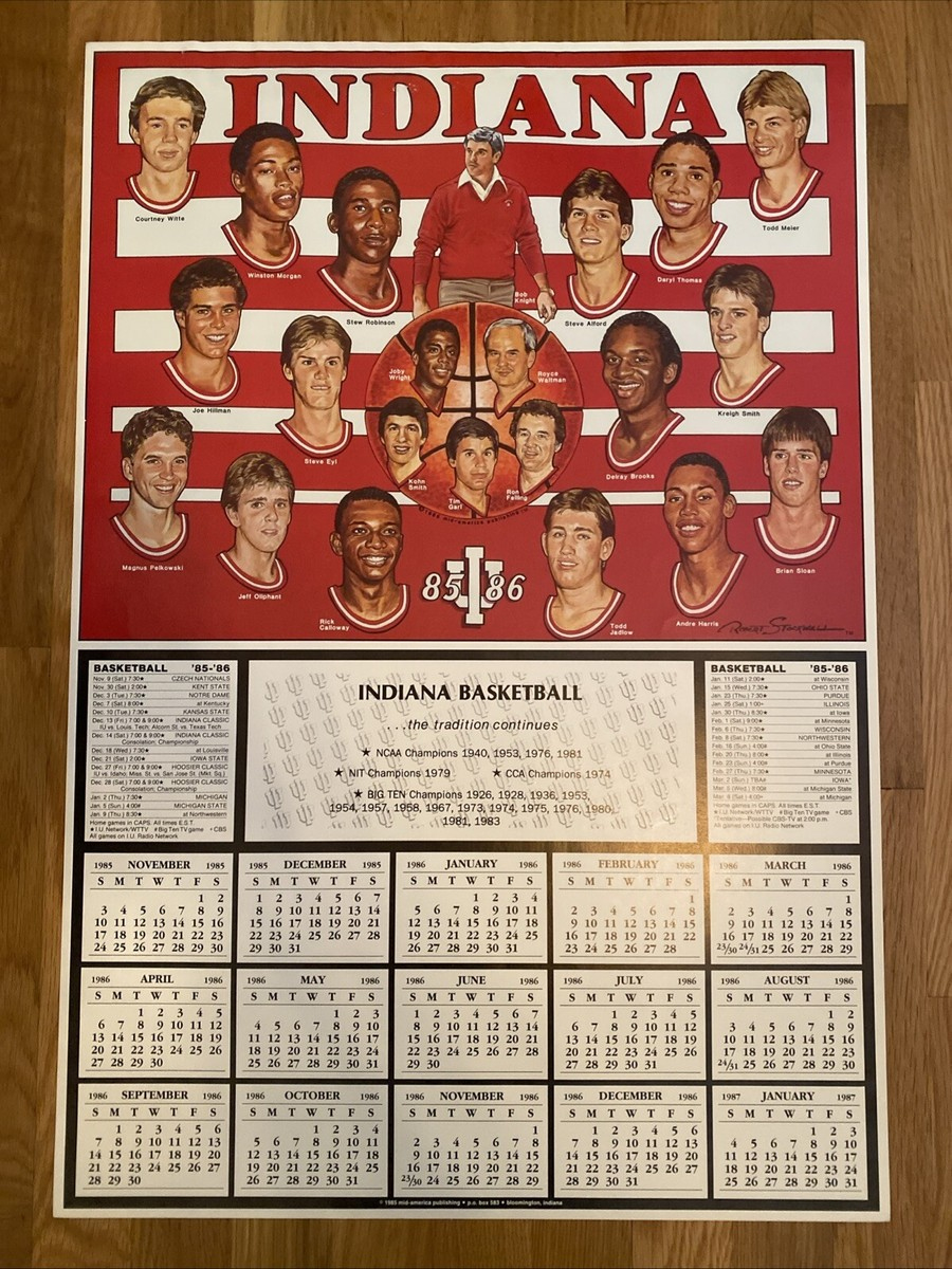 1985-1986 Iu Indiana University Hoosiers Basketball Schedule throughout Iu Men's Basketball Schedule Printable