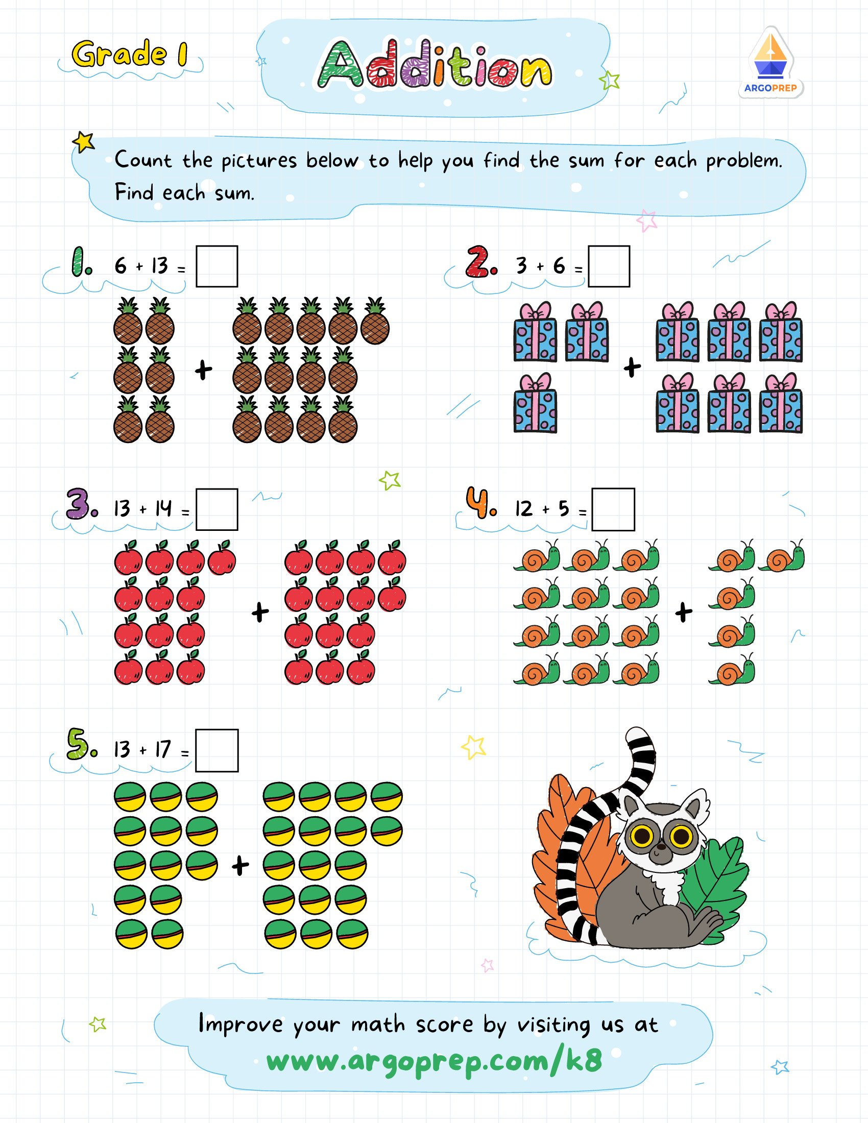 1St Grade Math Worksheets For Free - Argoprep with Free Printable 1St Grade Math Worksheets