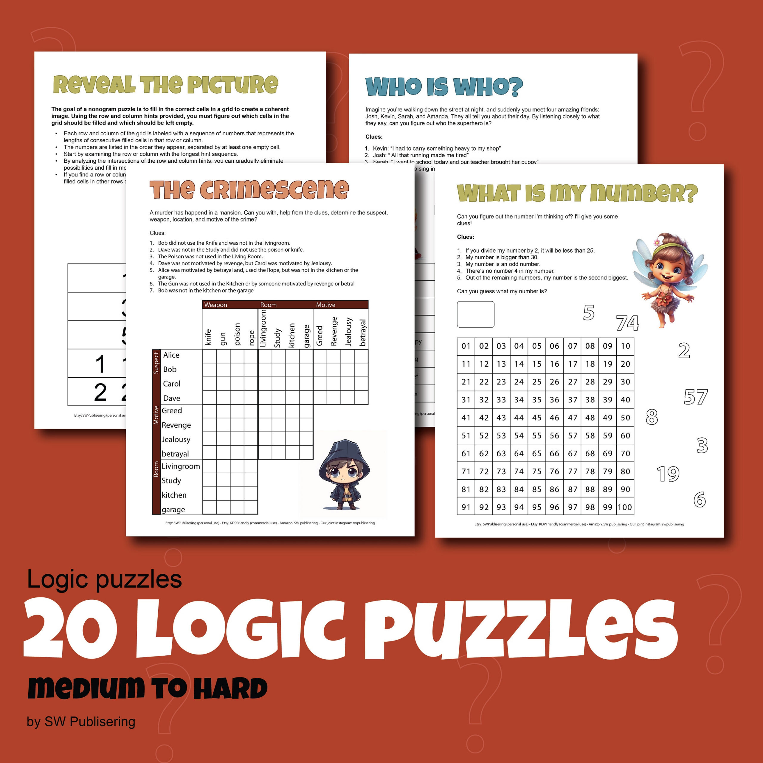 20 Logic Puzzles For Kids Printable Instant Download Pdf In Letter inside Puzzle Baron Printable Logic Puzzles