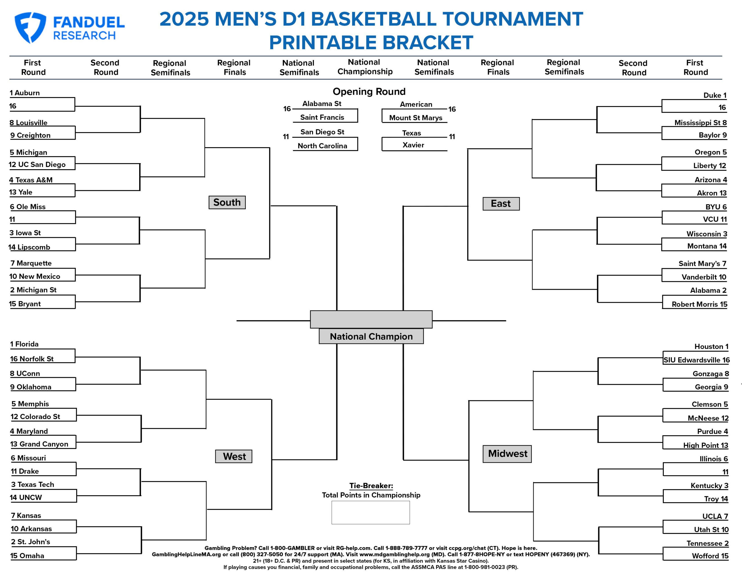2025 Men'S College Basketball Tournament Free Printable Bracket for College Basketball Crown Printable Bracket