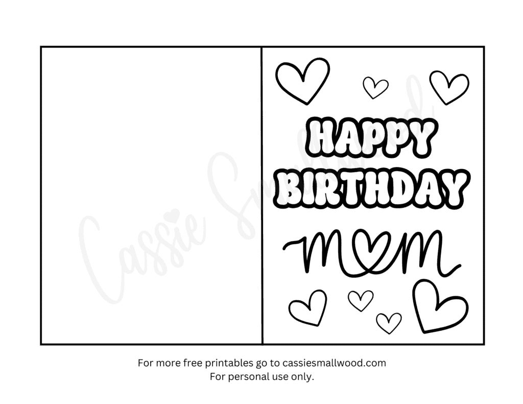 22 Coloring Birthday Cards For Mom Free Printables - Cassie Smallwood with Free Printable Birthday Cards For Mum