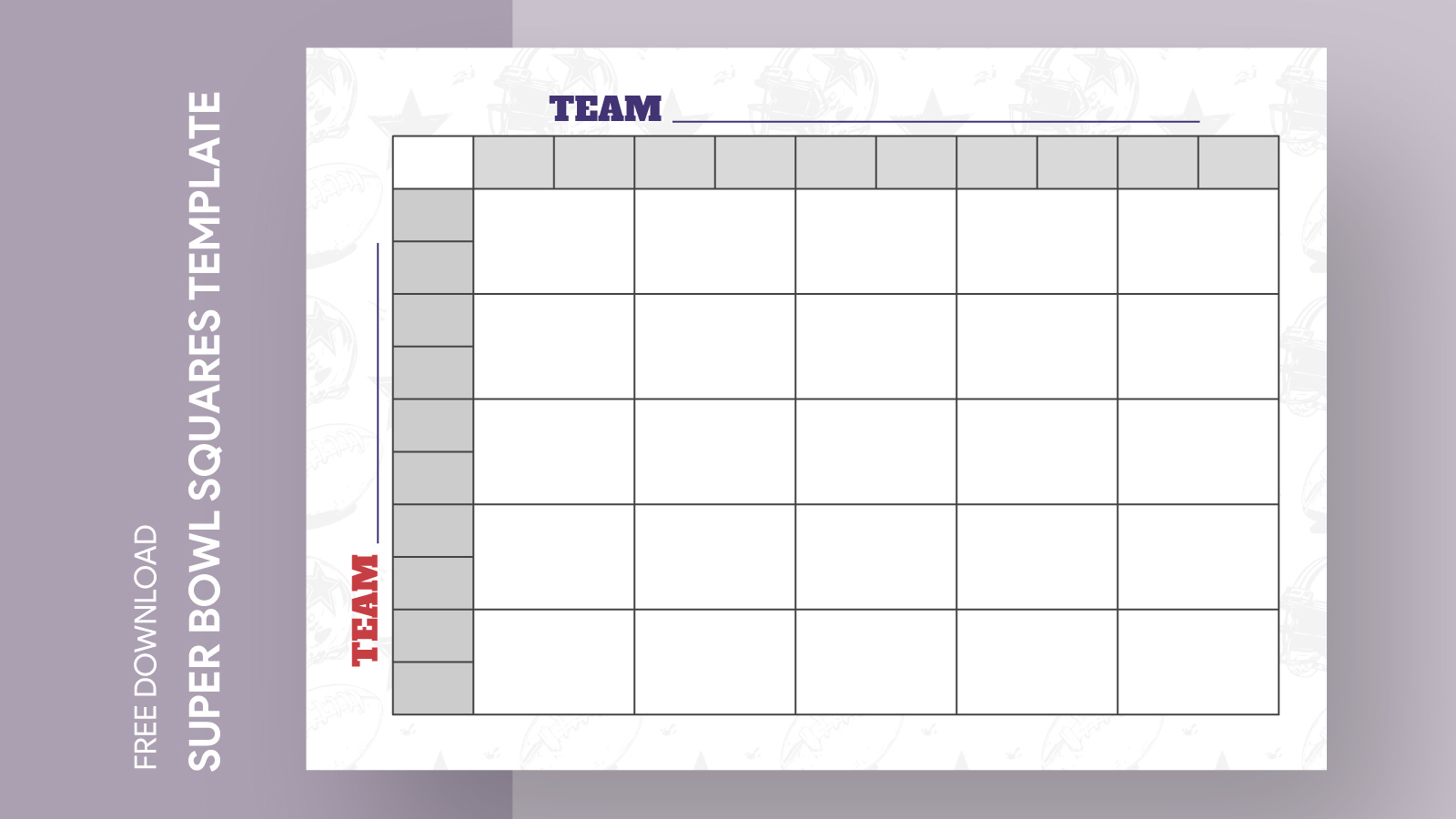 25 Square Football Grid Free Google Docs Template - Gdoc.io throughout Free Printable Super Bowl Squares