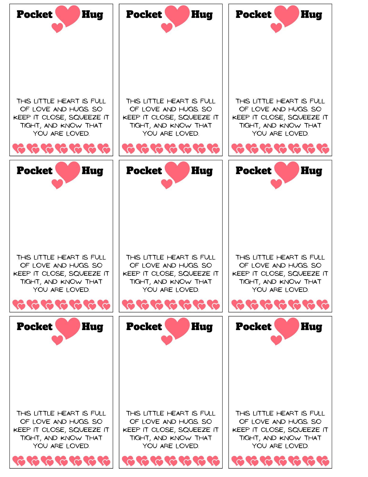 3 Pocket Hug Poems Printable Pdf File Instant Download in Free Printable Pocket Hug Cards