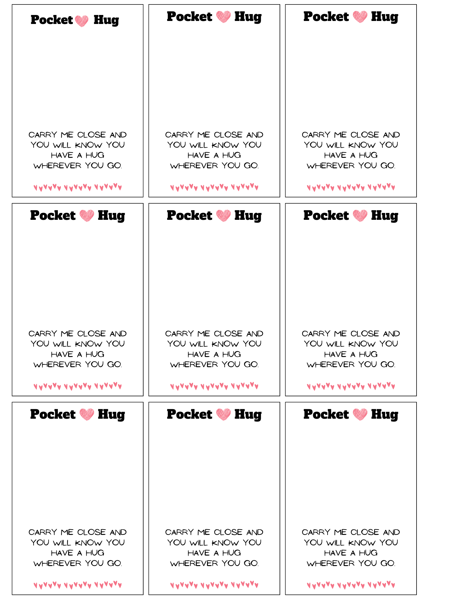 3 Pocket Hug Poems Printable Pdf File Instant Download within Free Printable Pocket Hug Cards