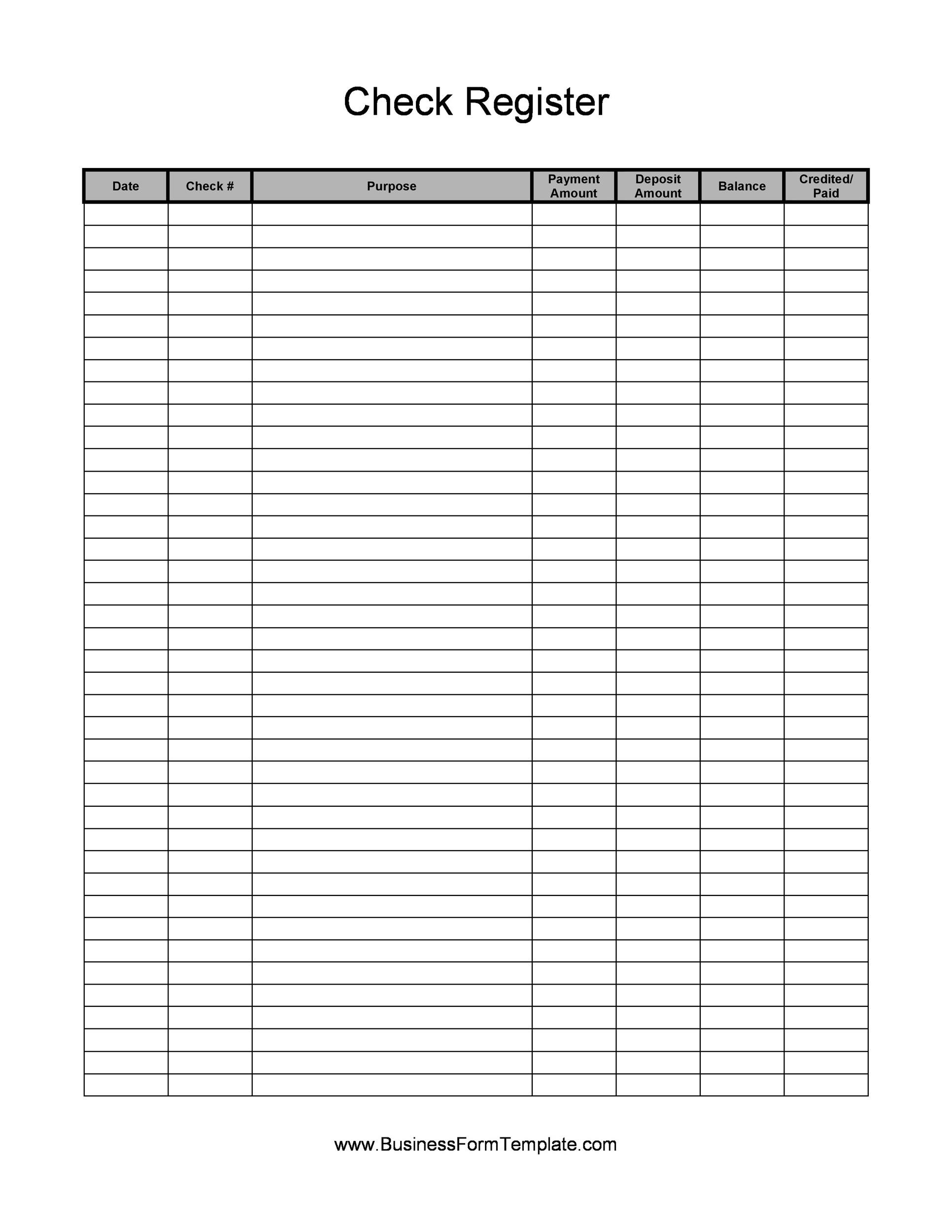 39 Checkbook Register Templates [100% Free, Printable] ᐅ Templatelab with Free Printable Check Register Template
