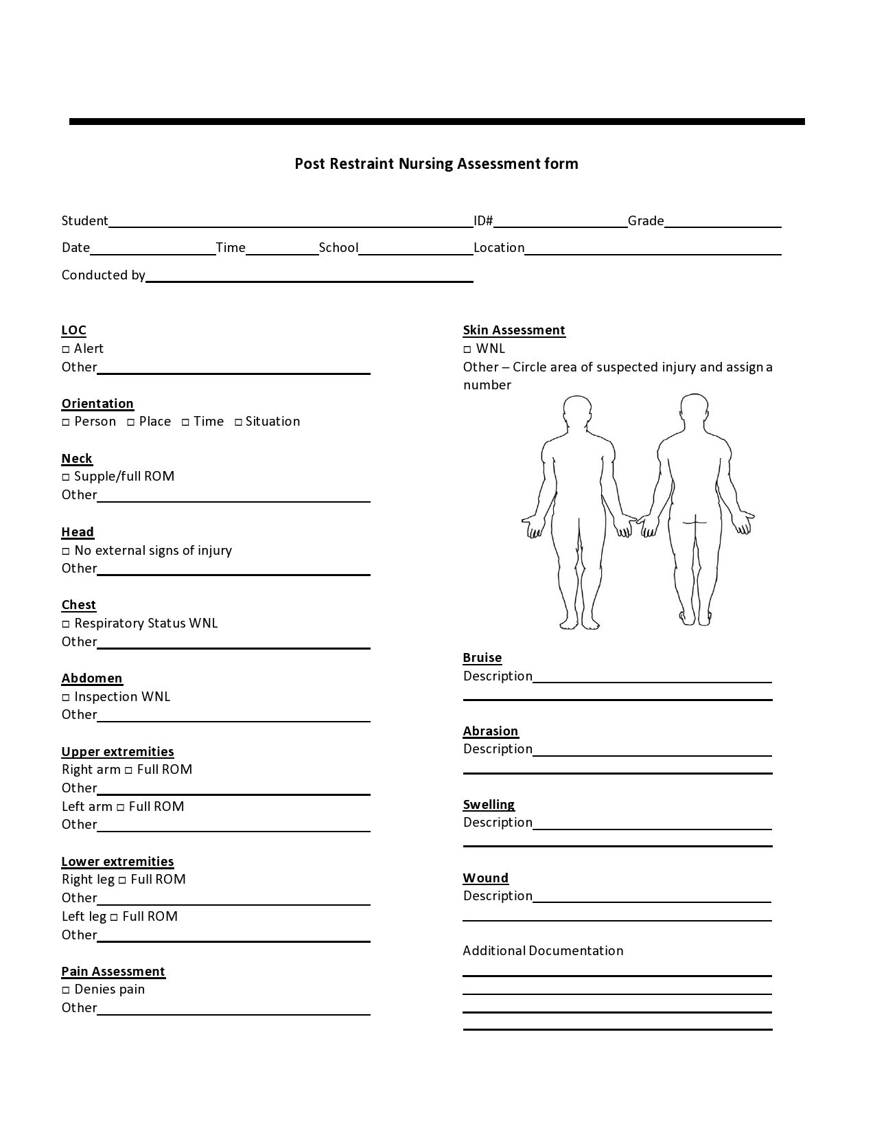 39 Printable Nursing Assessment Forms (+Examples) inside Free Printable Head to Toe Assessment Form