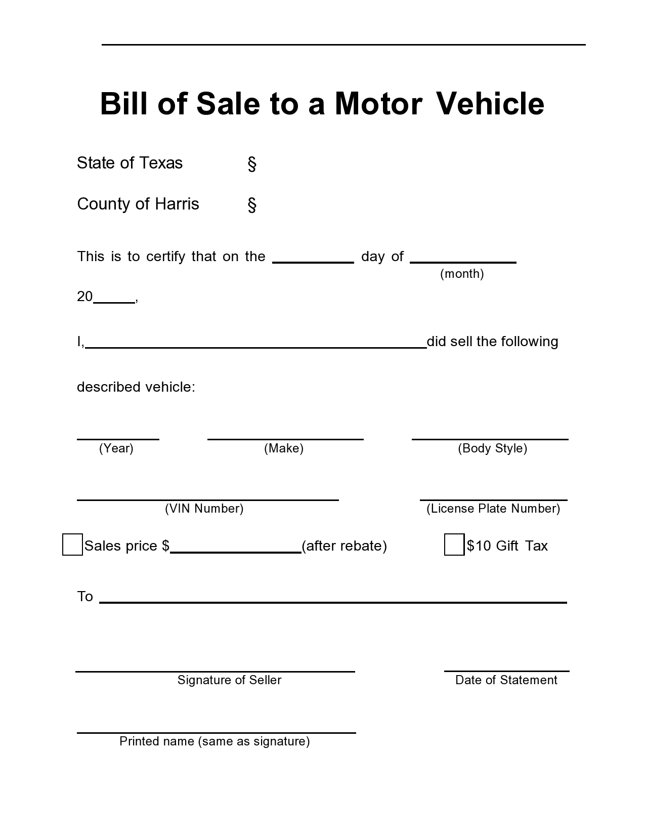 40 Printable Bill Of Sale For A Car Samples [Word, Pdf] with Printable Bill of Sale For Automobile