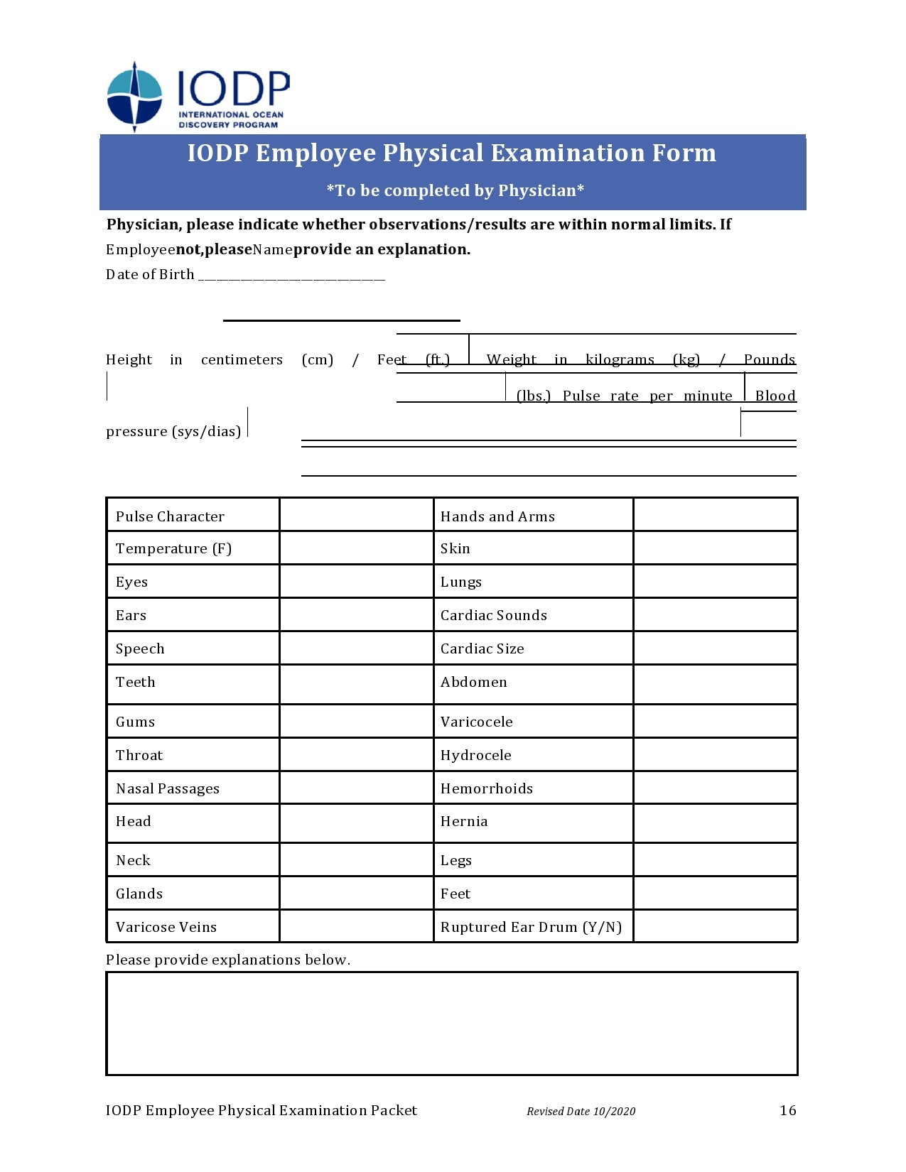 40 Printable Physical Forms For Work (100% Free) - Templatearchive pertaining to Free Printable Annual Physical Exam Form