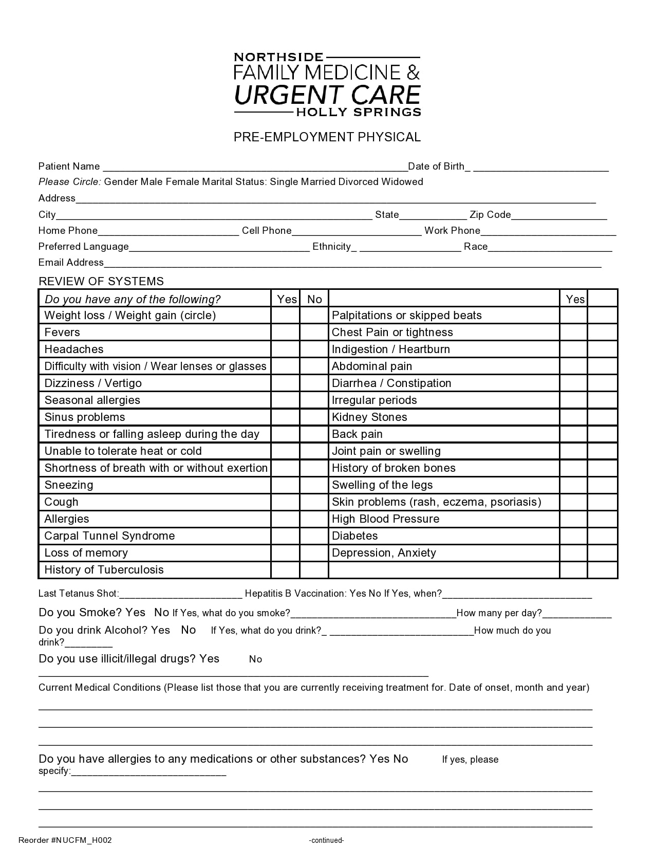 40 Printable Physical Forms For Work (100% Free) - Templatearchive regarding Free Printable Annual Physical Exam Form