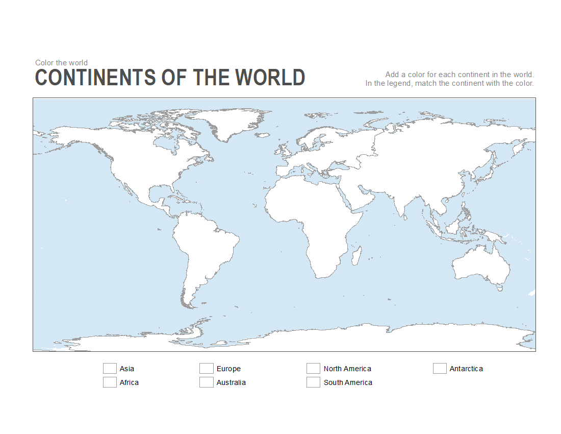 7 Printable Blank Maps For Coloring - All Esl in Printable Blank Map of Continents and Oceans