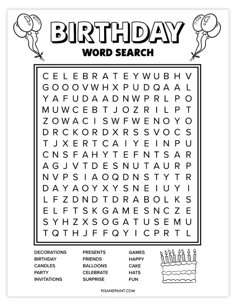 8 Free Printable Birthday Themed Games And Activities - Pjs And Paint regarding Free Printable Birthday Games For Adults