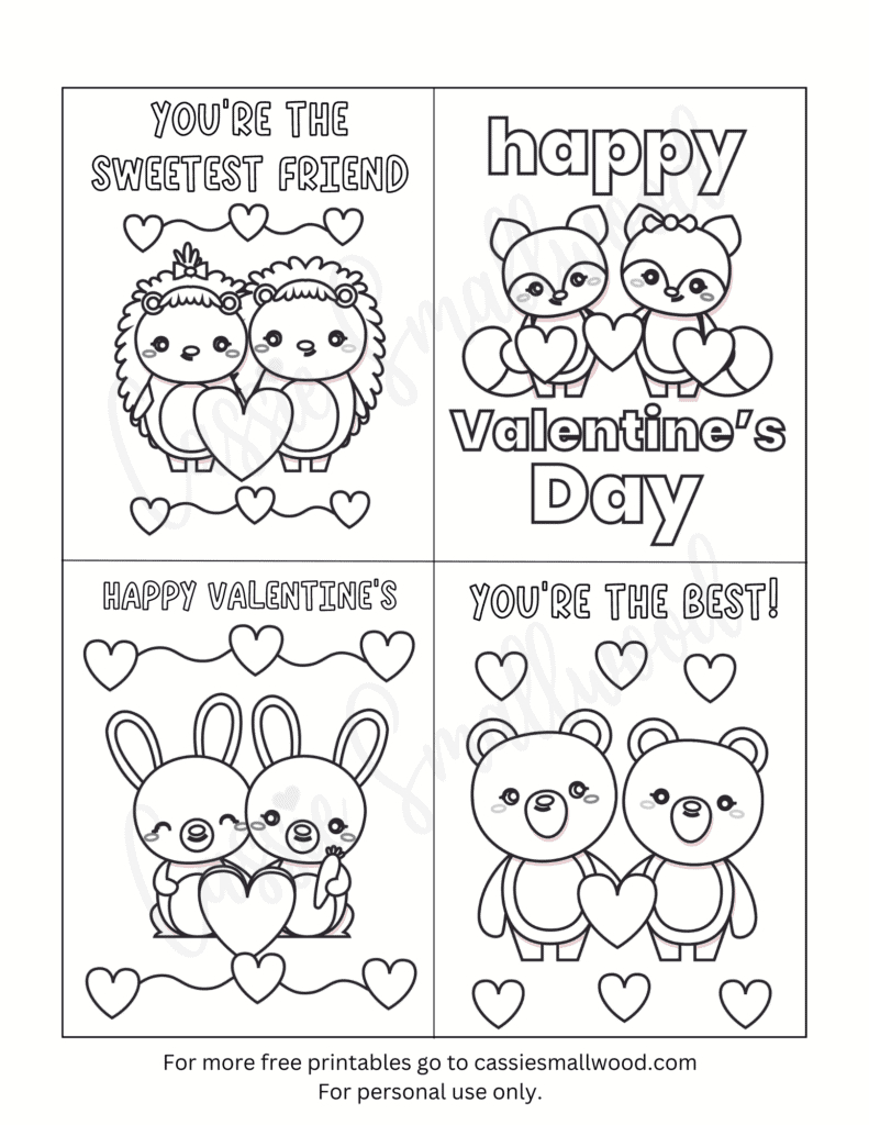 93 Cutest Printable Valentine'S Day Cards To Color - Cassie Smallwood within Free Printable Valentine's Day Cards