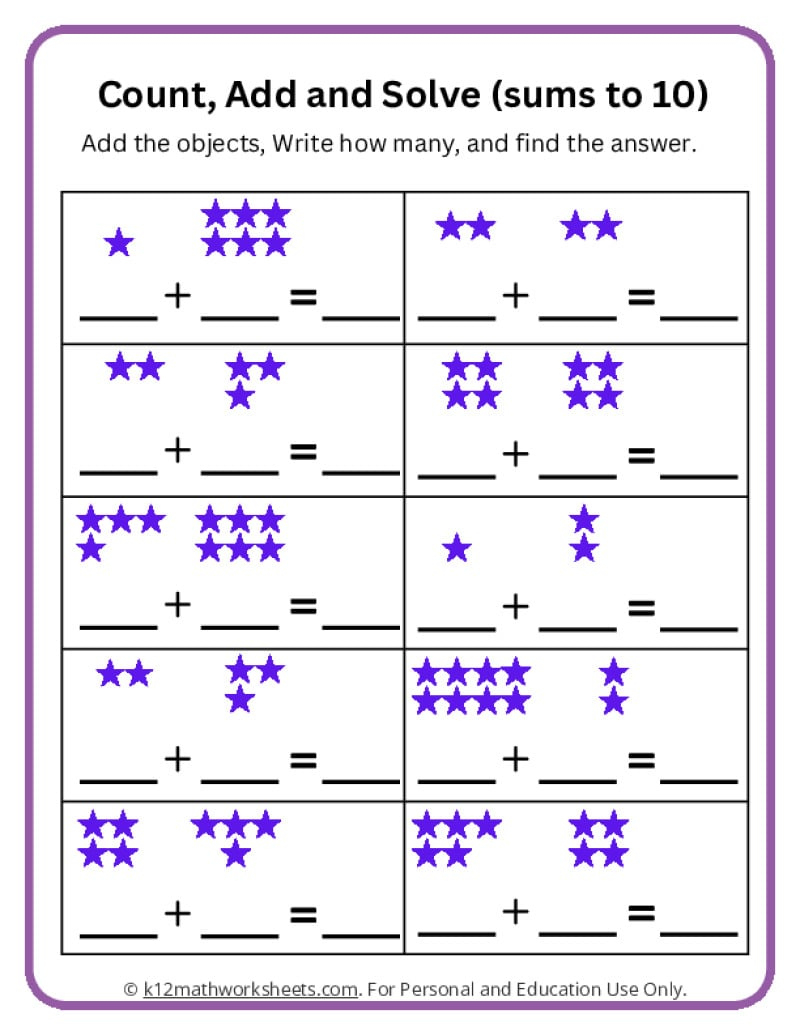 Addition Worksheets For Kindergarten within Printable Addition Worksheets For Kindergarten