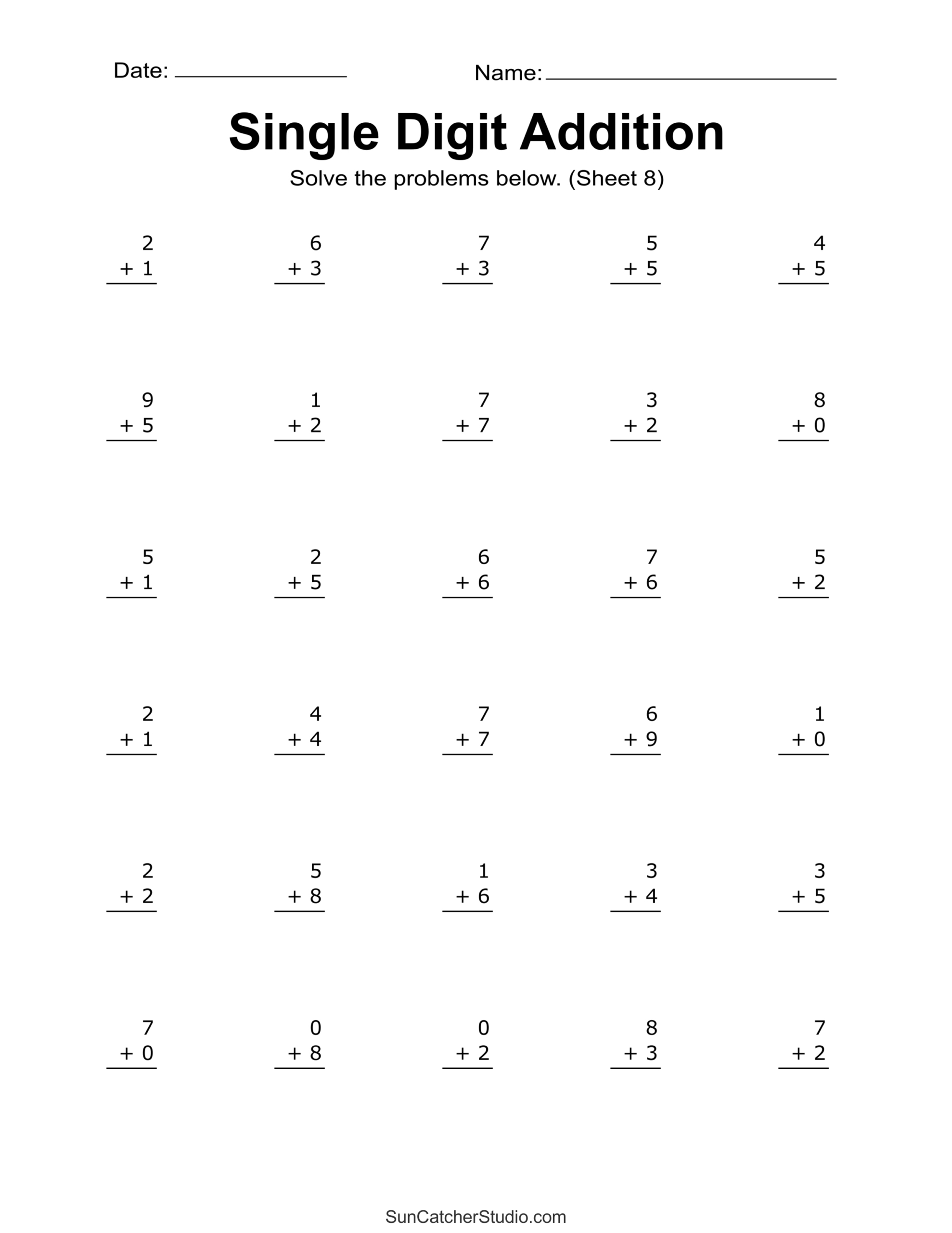 Addition Worksheets (Free Printable Easy Math Problems) – Free inside Free Printable Minute Math Worksheets