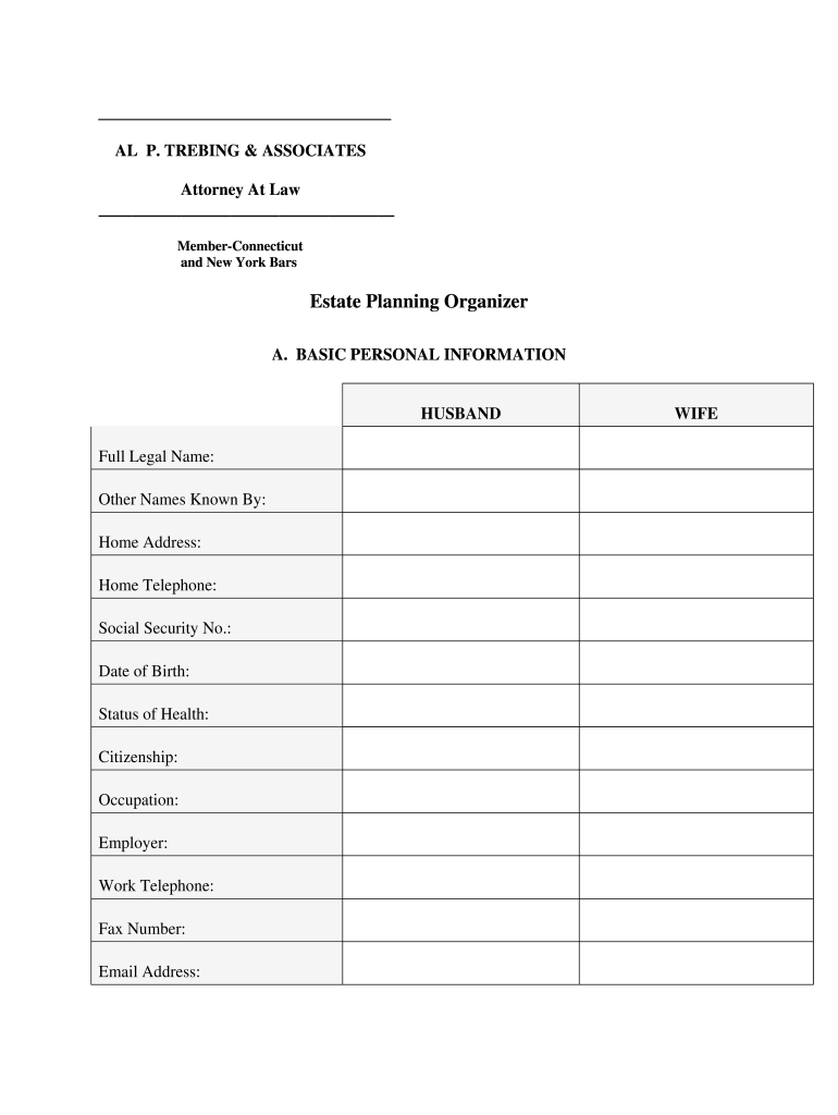 Al P Trebing Associates Estate Planning Form - Fill Online inside Free Printable Estate Planning Checklist
