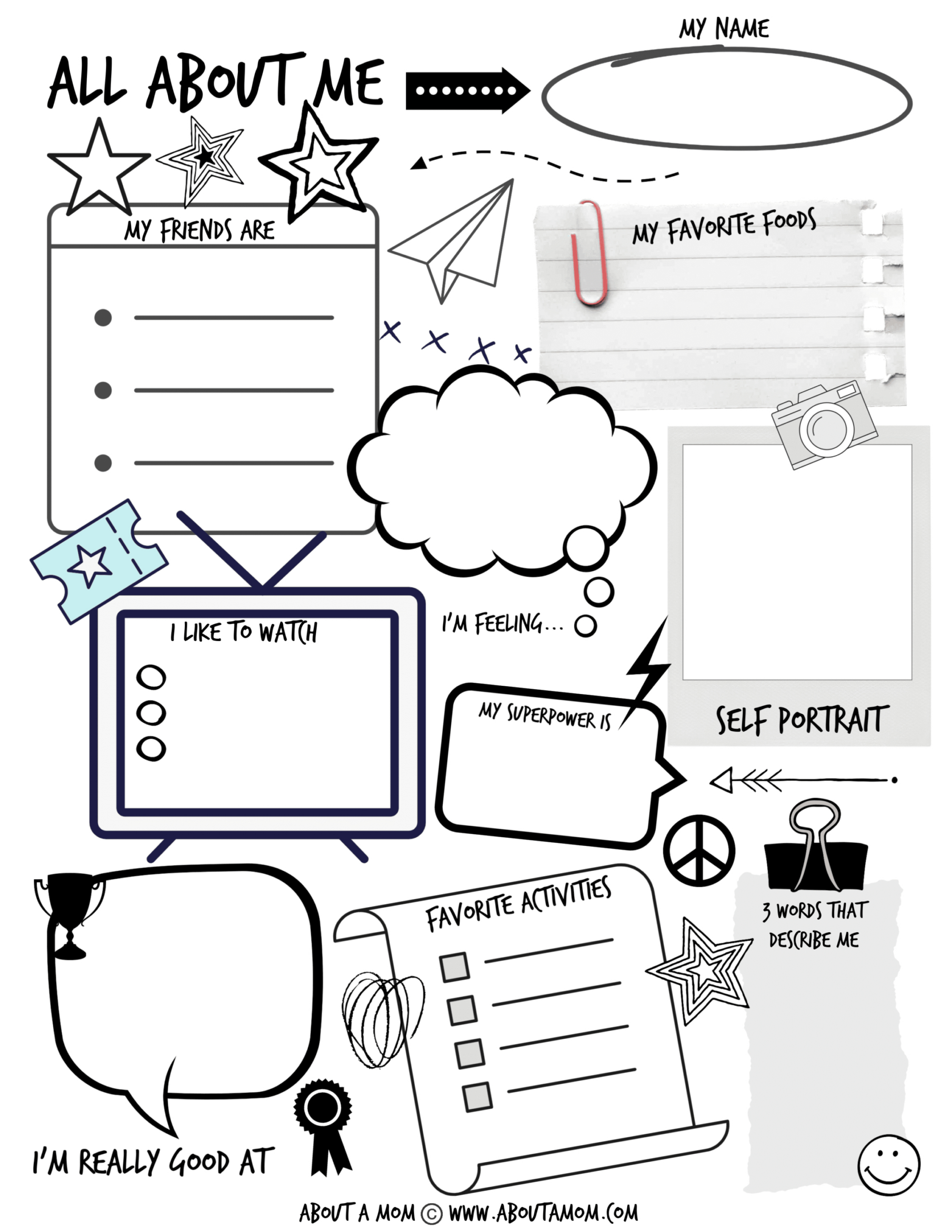 All About Me Printable Activity Page For Kids - About A Mom within Free Printable Children's Activities