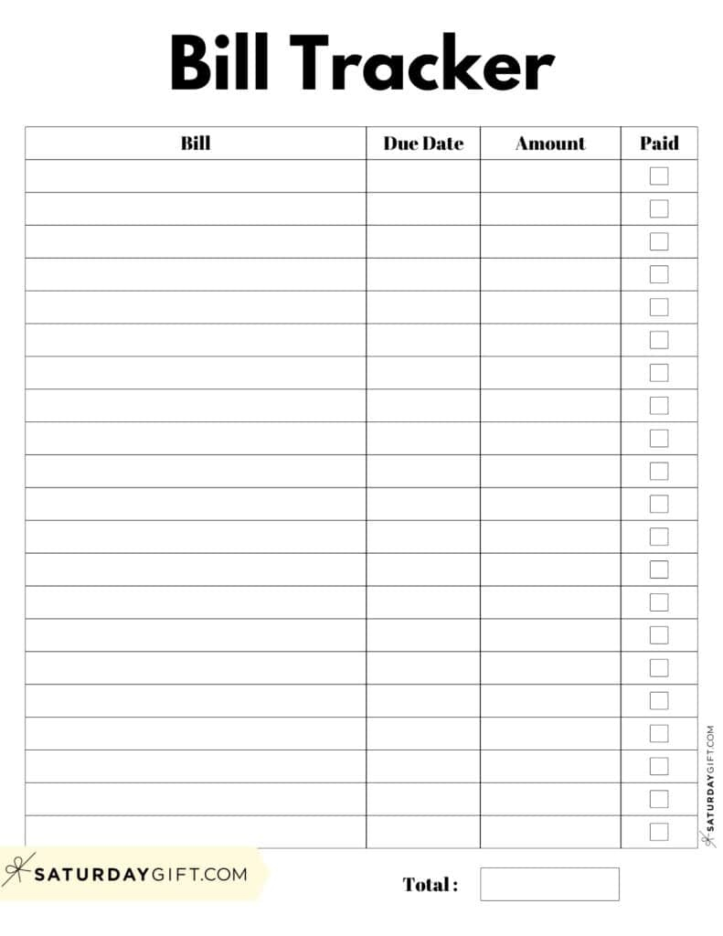 Bill Organizer Template - 39 Cute &amp;amp; Free Printable Bill Trackers in Free Printable Monthly Bill Tracker
