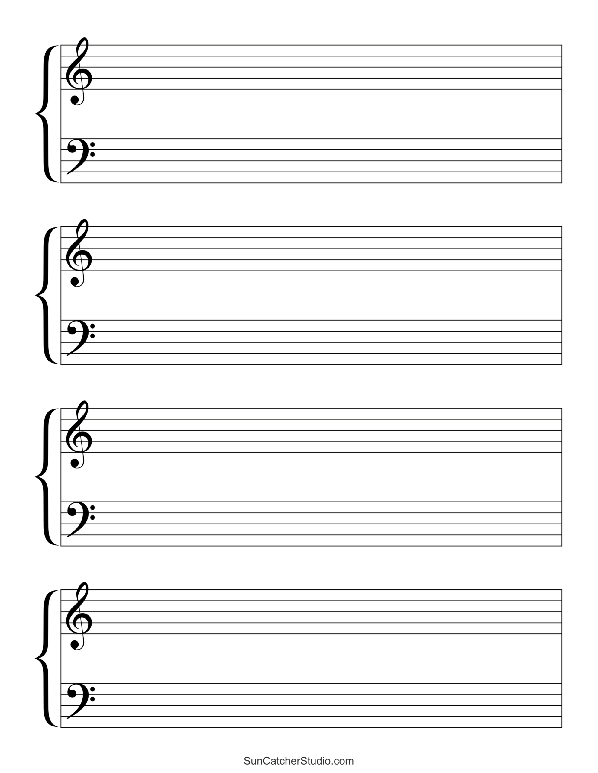 Blank Sheet Music (Free Printable Staff Paper) – Free Printables for Free Printable Blank Piano Sheet Music