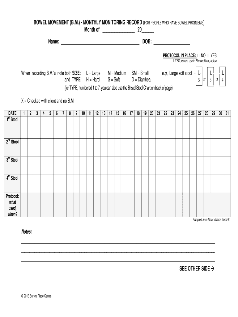 Bowel Movement Chart: Fill Out & Sign Online | Dochub intended for Free Printable Bowel Movement Chart