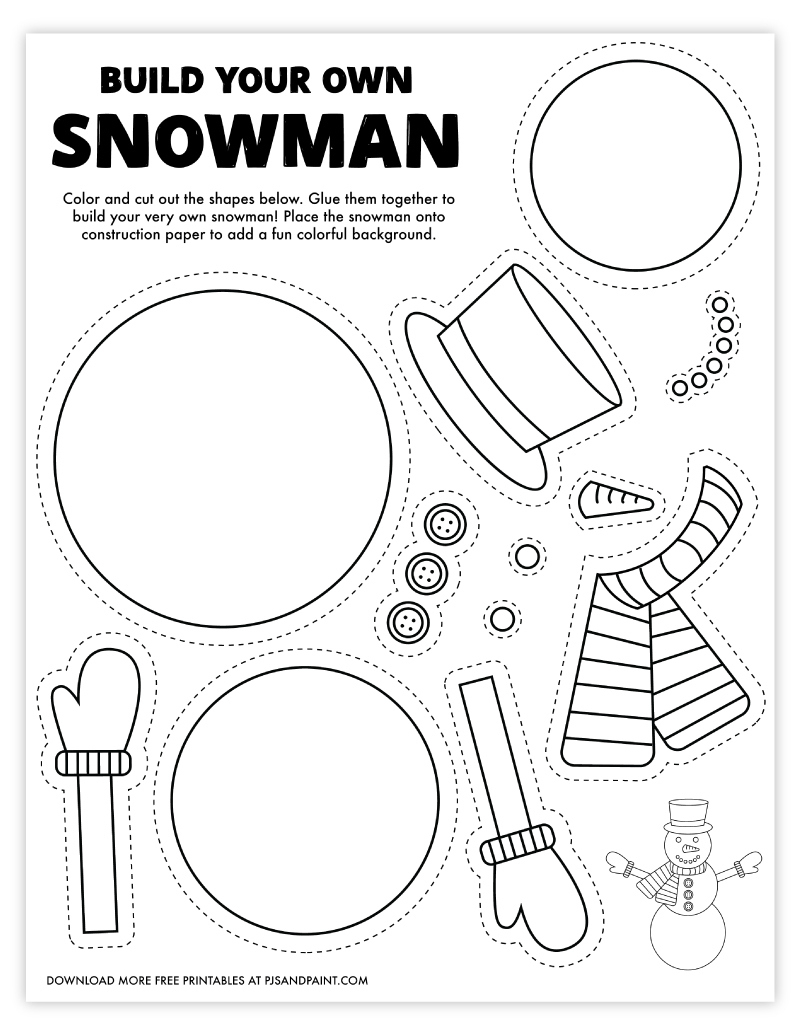 Build Your Own Snowman - Free Printable - Pjs And Paint for Parts of a Snowman Printable