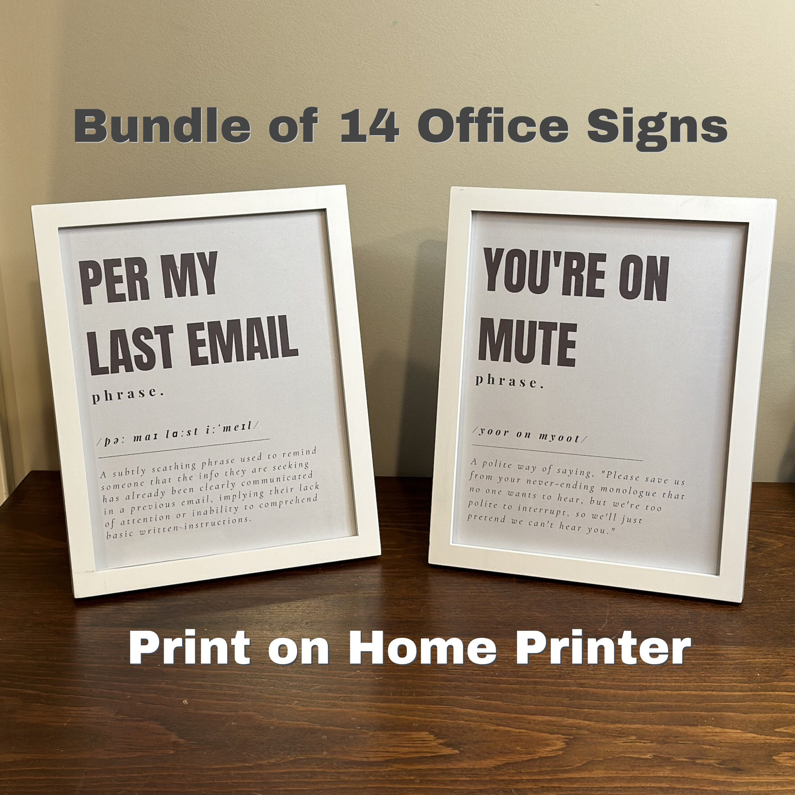 Bundle Of 14 Hilarious Office Signs | Printable Decor For Video regarding Funny Printable Signs For the Office