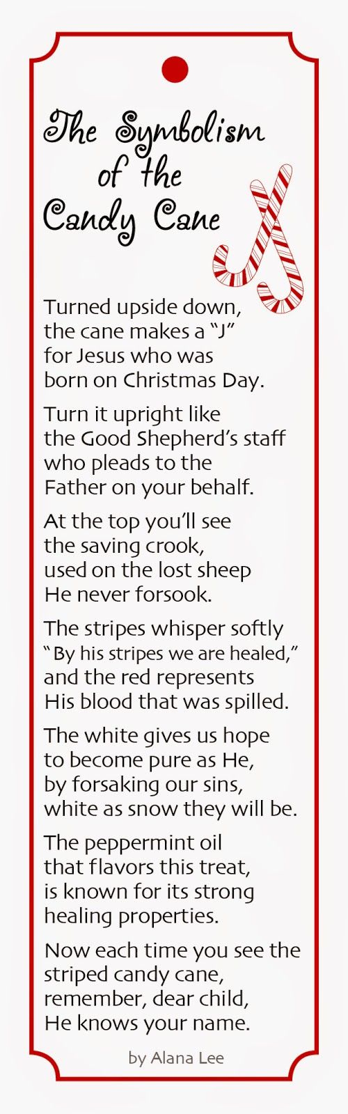 Candy Cane Poem Bookmarks: "The Symbolism Of The Candy Cane" in Printable Meaning Of The Candy Cane