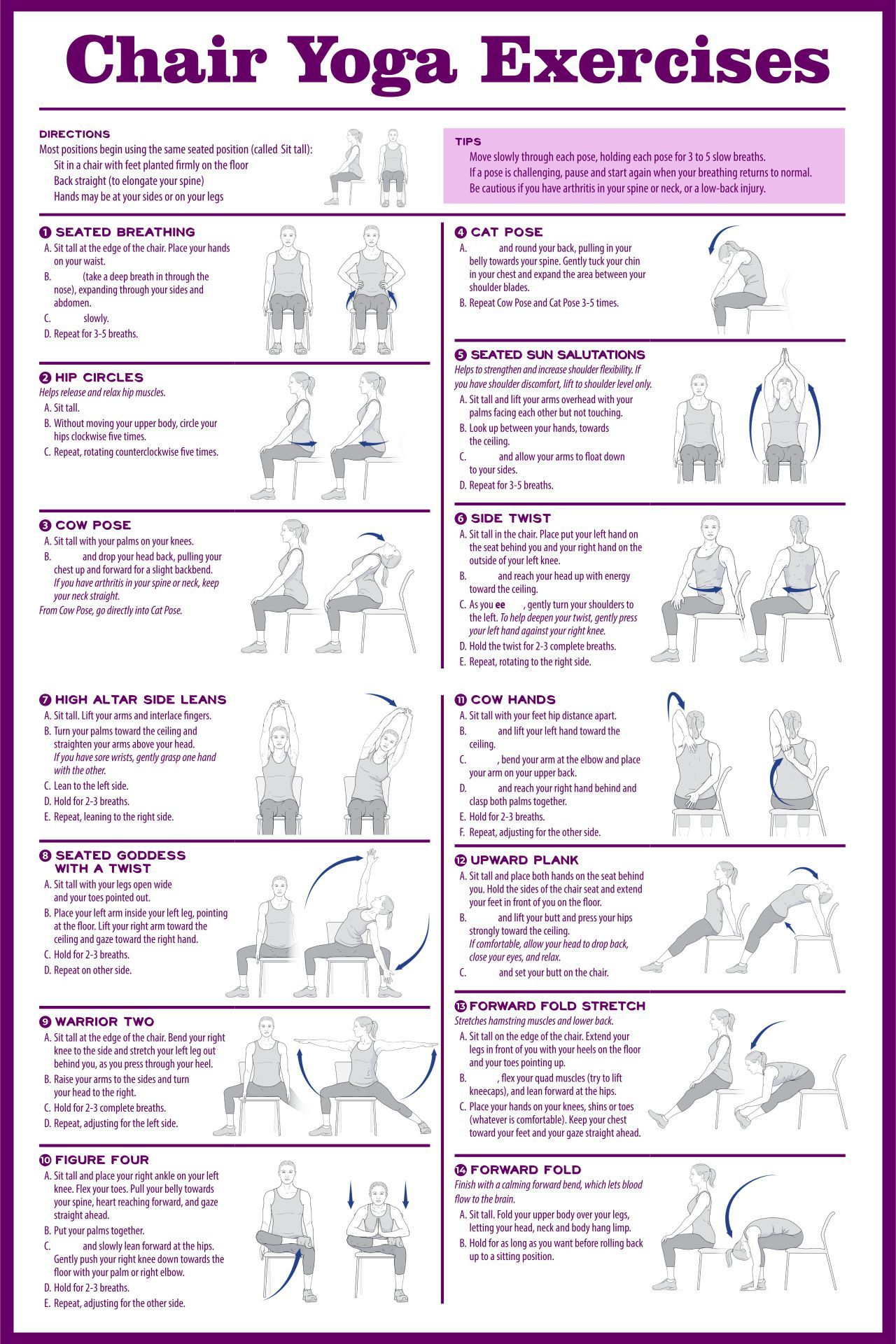 Chair Exercises For Seniors - 20 Free Pdf Printables | Printablee for Printable Chair Yoga Poses Free Download