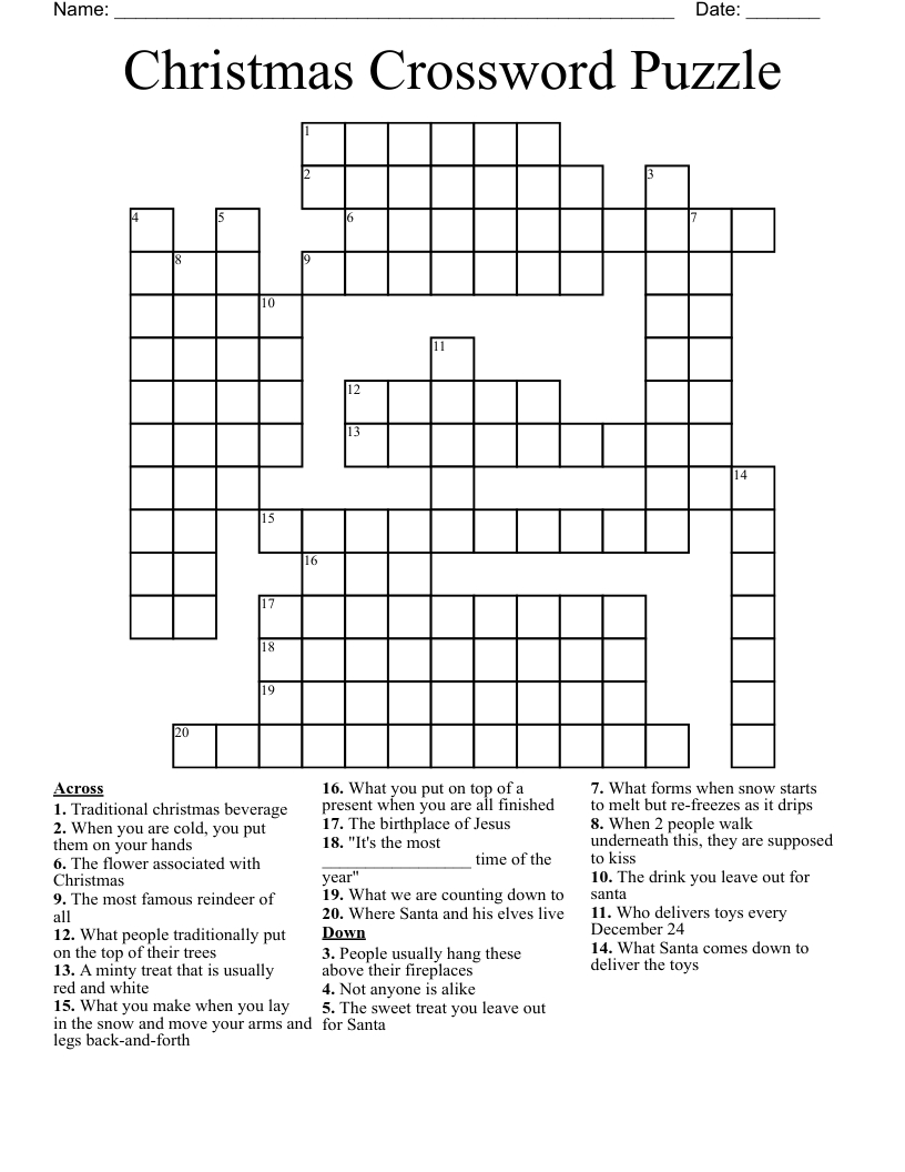 Christmas Crossword Puzzle - Wordmint intended for Free Printable Christmas Crossword Puzzles