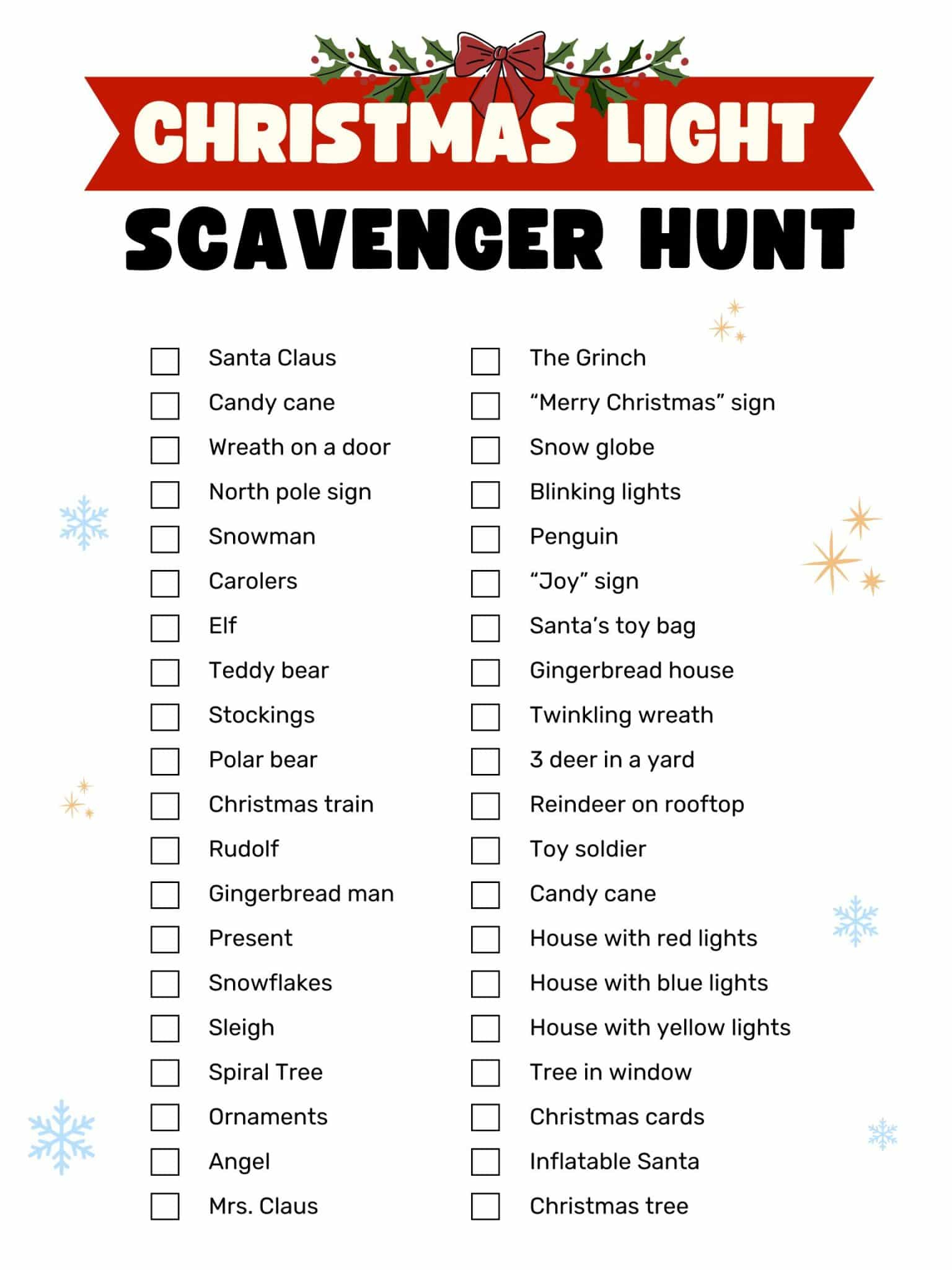 Christmas Light Scavenger Hunt Free Printable - Goally with regard to Christmas Light Scavenger Hunt Printable