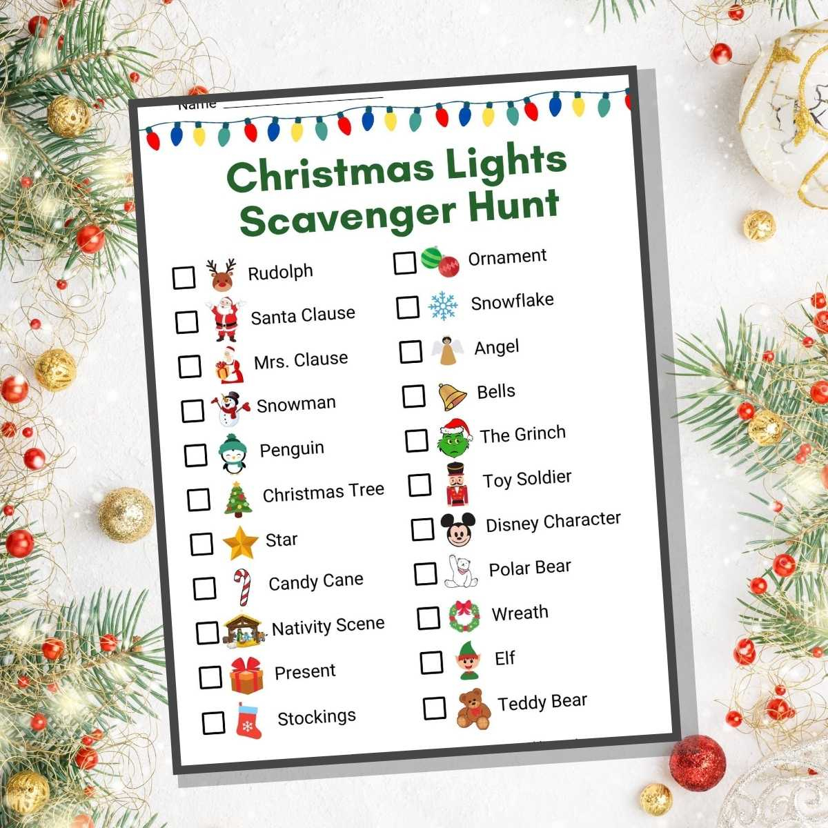 Christmas Lights Scavenger Hunt With Pictures - Literacy Learn regarding Christmas Light Scavenger Hunt Printable