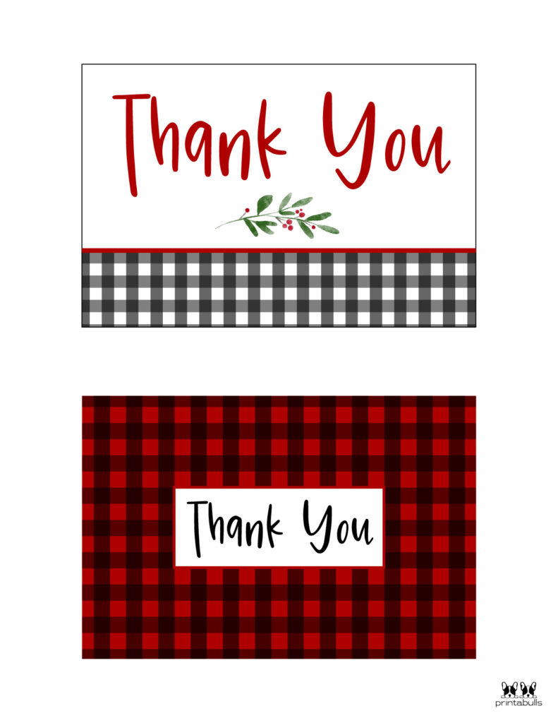 Christmas Thank You Cards - 25 Free Printable Cards | Printabulls for Christmas Thank You Cards Printable Free