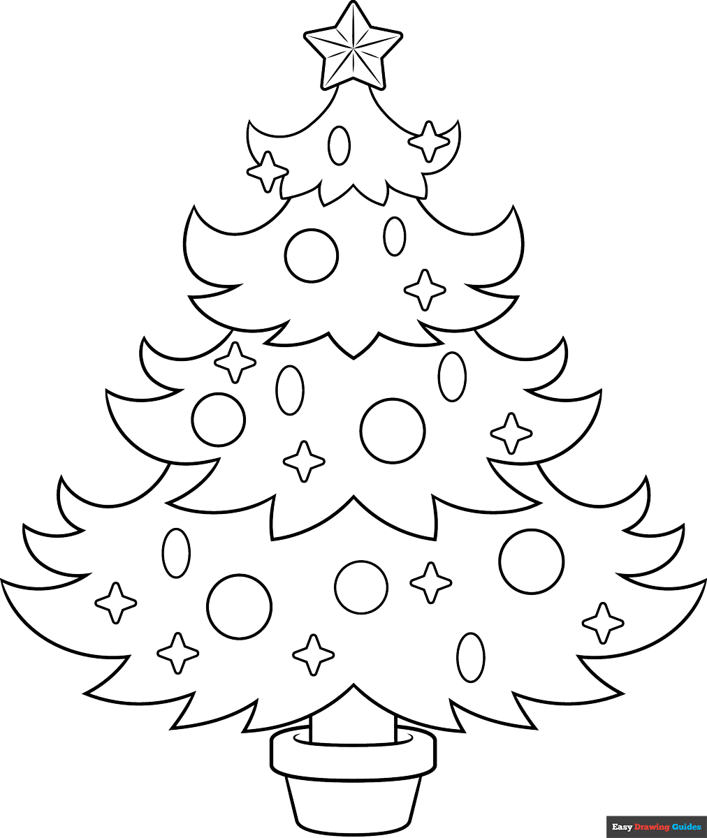Christmas Tree Outline Coloring Page | Easy Drawing Guides pertaining to Printable Outline Of Christmas Tree