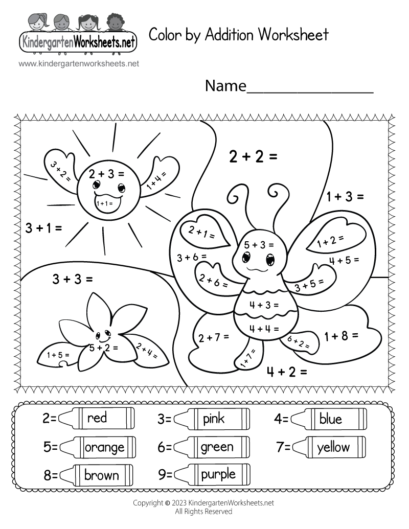 Coloraddition Worksheet - Free Printable, Digital, & Pdf intended for Printable Addition Worksheets For Kindergarten