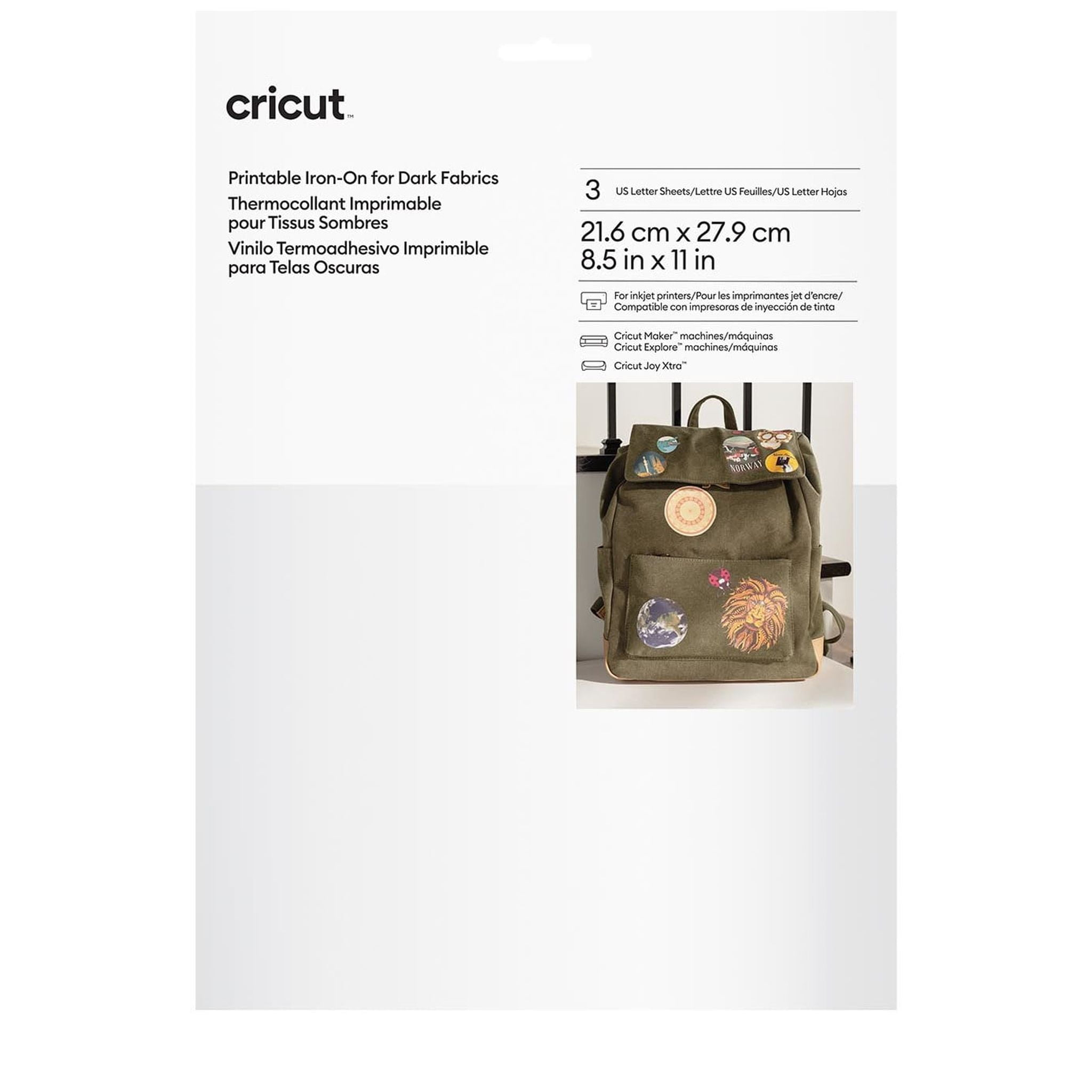 Cricut Printable Iron-On Vinyl For Dark Fabrics - Us Letter (3 Ct regarding Cricut Printable Iron on Dark