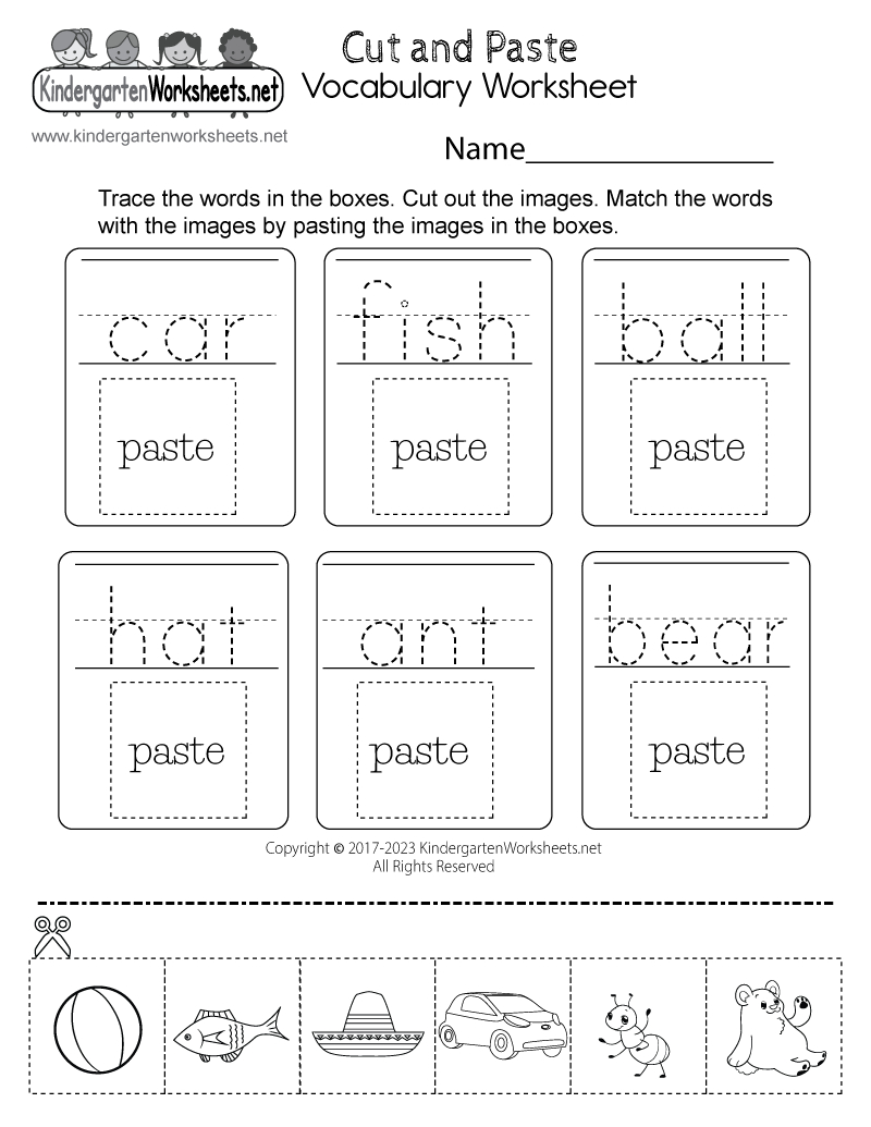 Cut-And-Paste Vocabulary Worksheet - Free Printable, Digital, & Pdf with Free Printable Cut And Glue Worksheets