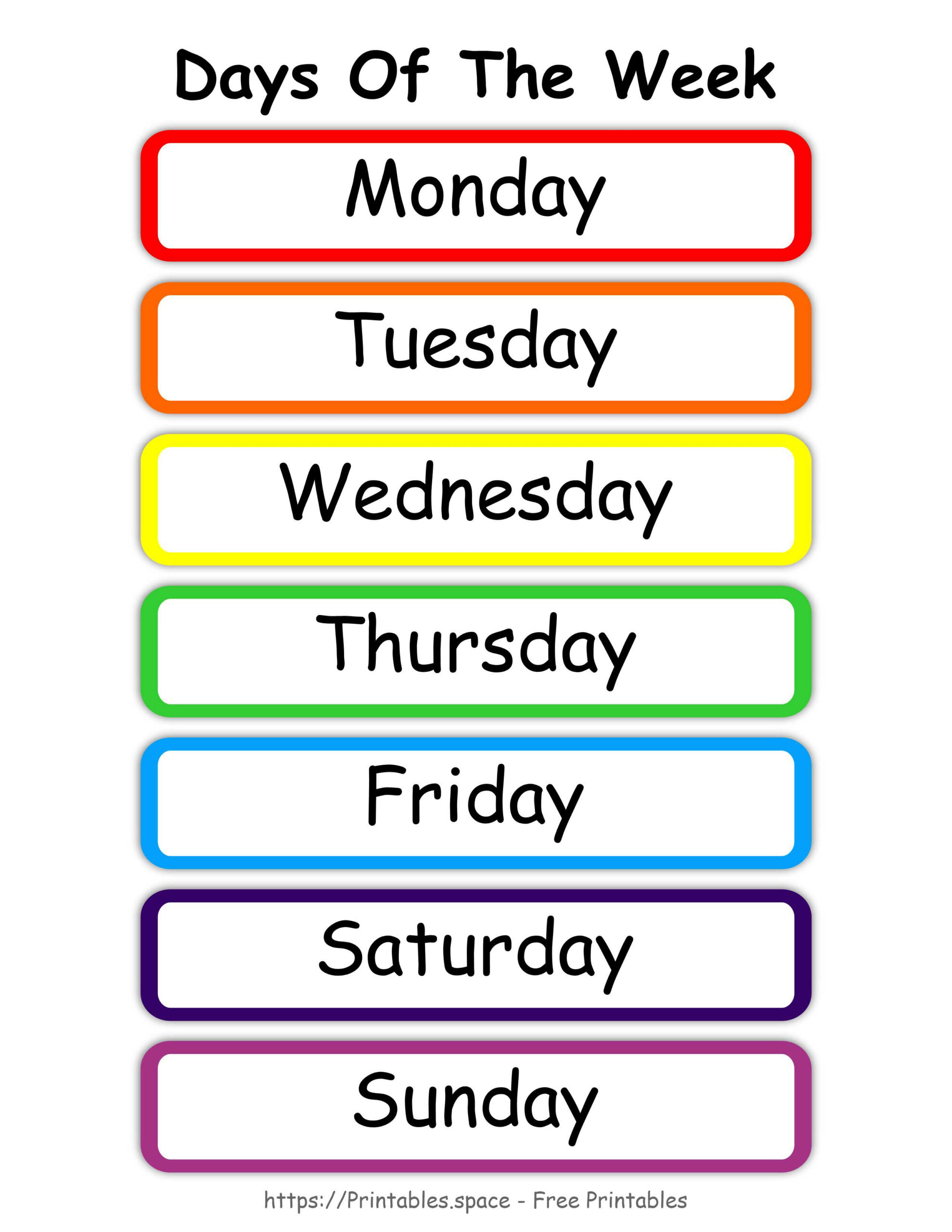 Days Of The Week Worksheets | Guruparents - Worksheets Library regarding Days of the Week Chart Free Printable