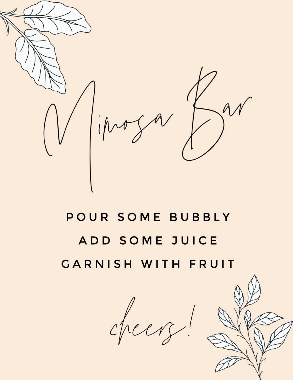 Diy Mimosa Bar Cart With Free Printable Mimosa Bar Sign | intended for Mimosa Bar Sign Free Printable