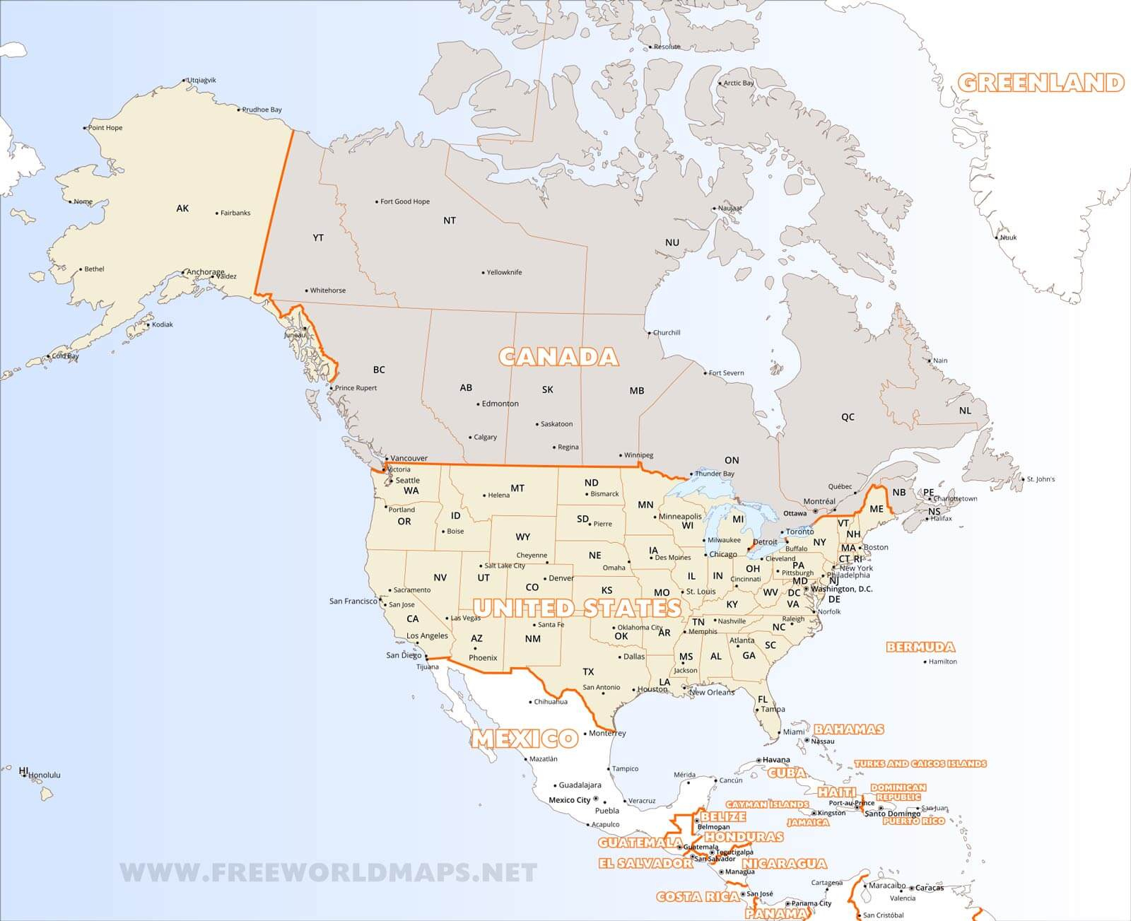 Download Free North America Maps with Map of North America Printable