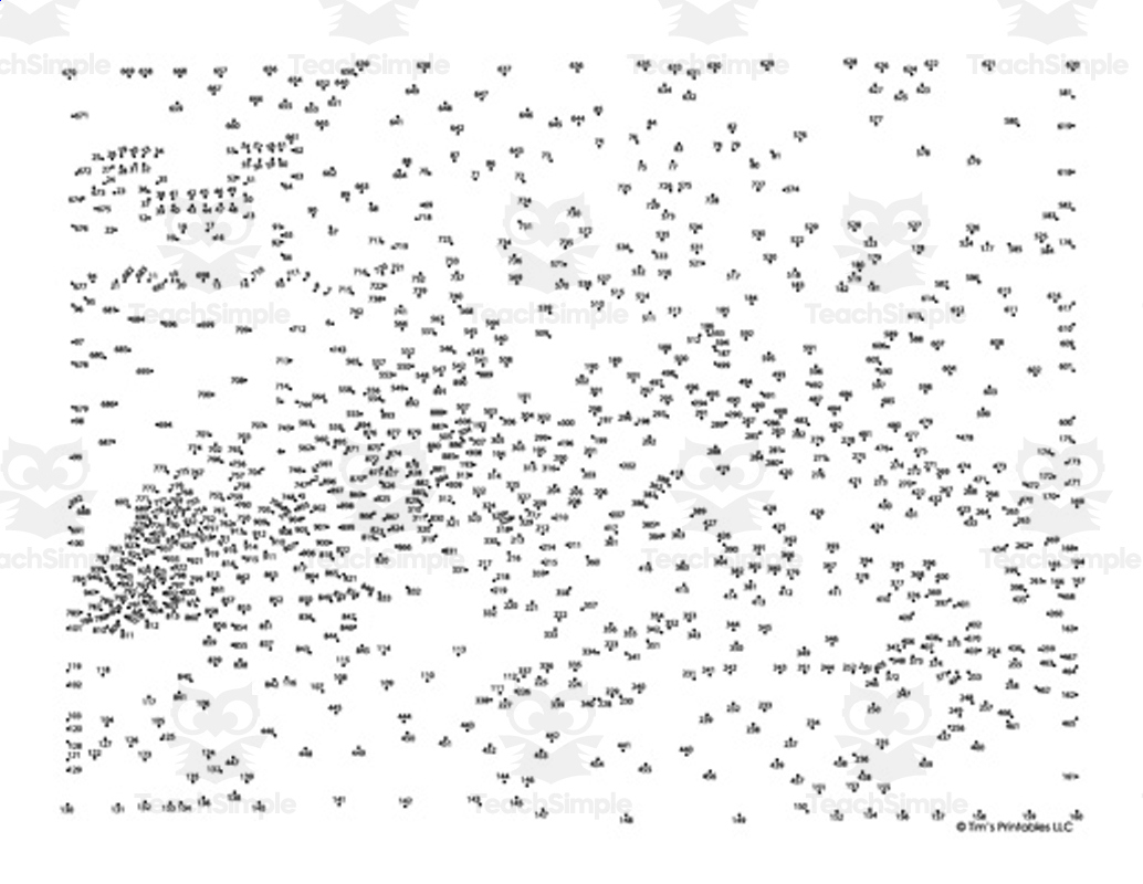 Dragon Extreme Difficulty Dot-To-Dot / Connect The Dots Puzzle with Really Hard Dot To Dot Printables