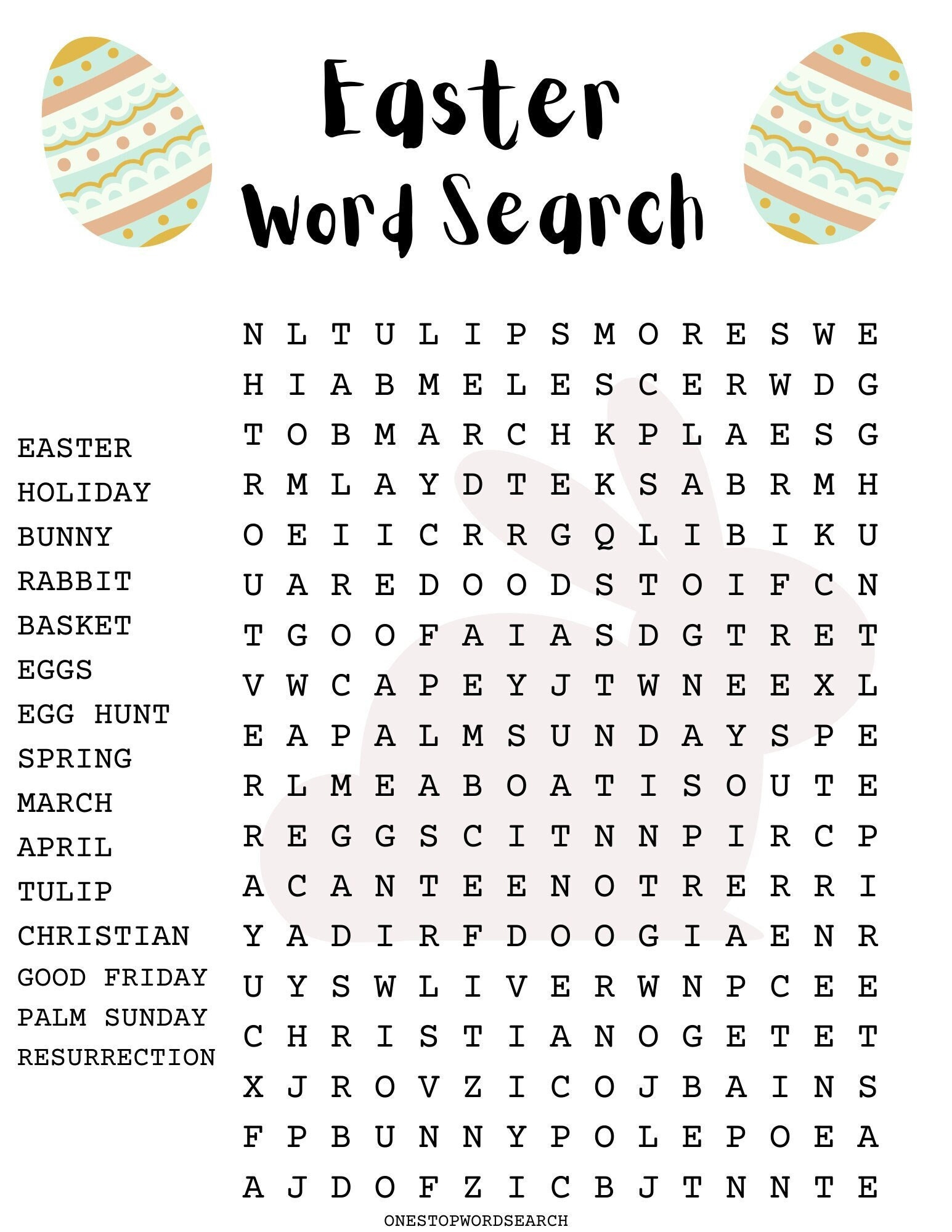 Easter Word Search Puzzle With Answer Sheet, Easter Games, Easter with Easter Find a Word Printable