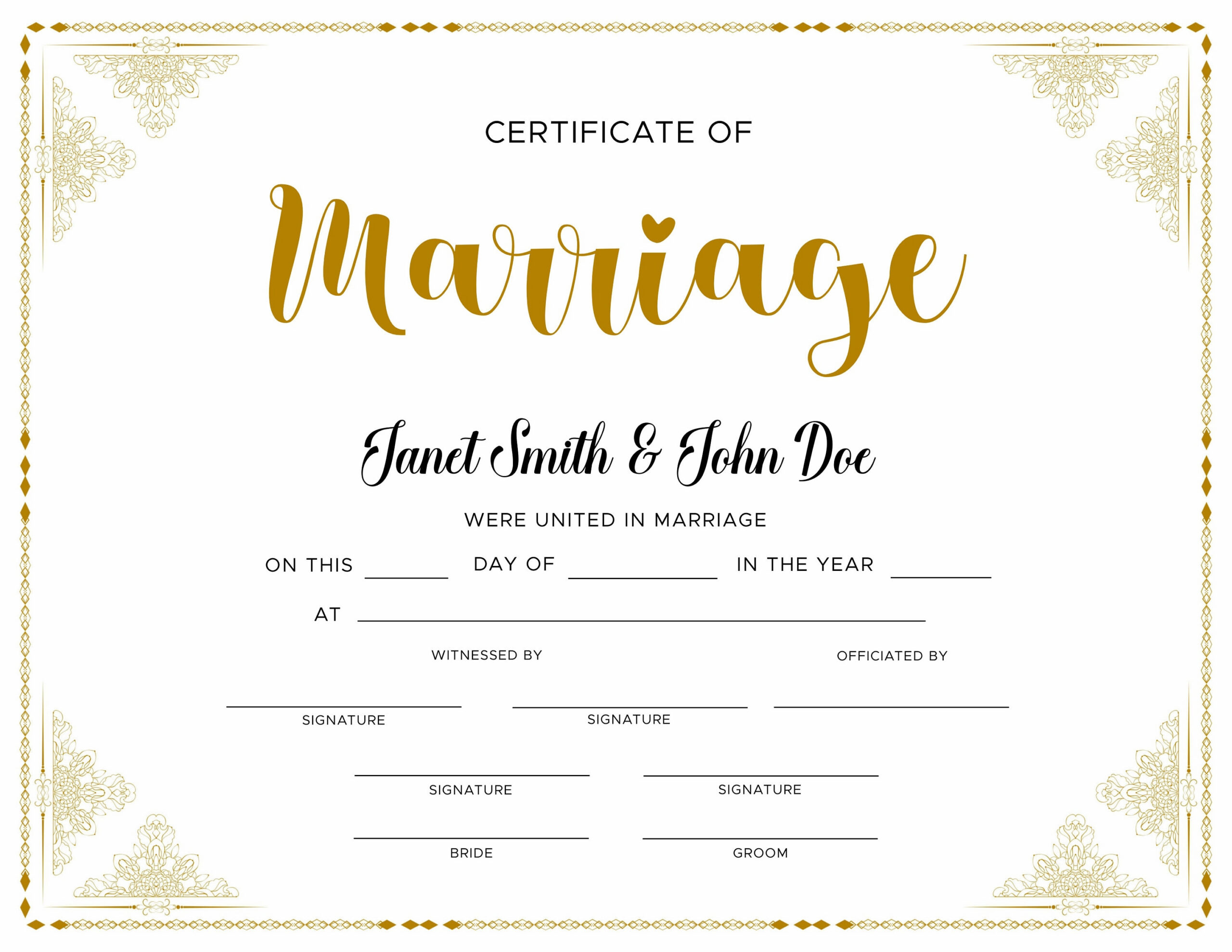 Editable Marriage Certificate. Editable Printable Wedding with Free Printable Blank Marriage Certificate