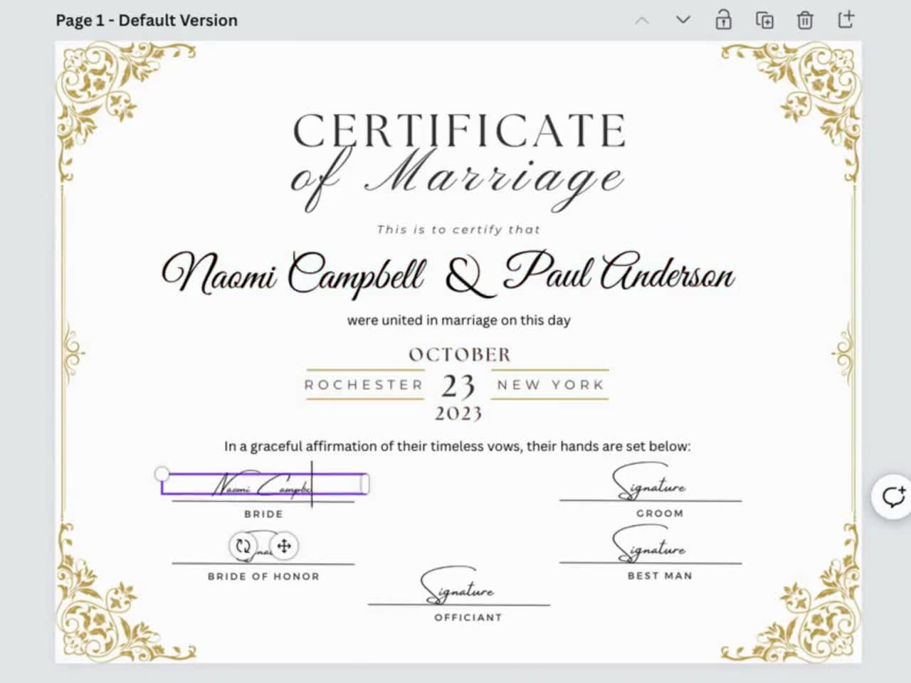 Editable Marriage Certificate Template, Printable Certificate Of Marriage Keepsake, Custom Wedding Gift For Couples, Editable Canva Template for Free Printable Blank Marriage Certificate