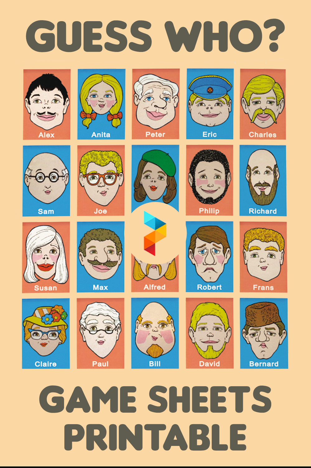 Editable Template Personalized Guess Guess Who Game Printable in Guess Who Game Cards Printable