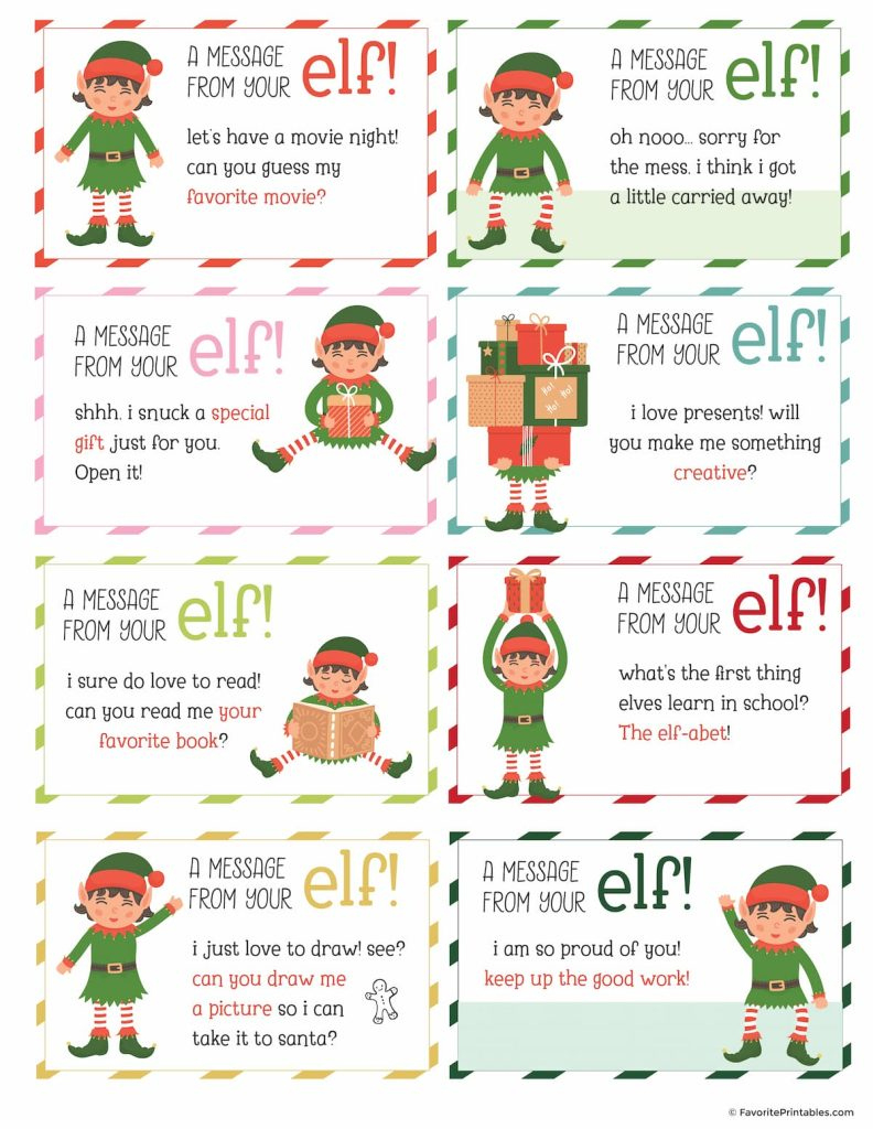Elf On The Shelf Notes And Jokes, Free Printable Set Of 24 Cards for Elf on the Shelf Notes Printables Free